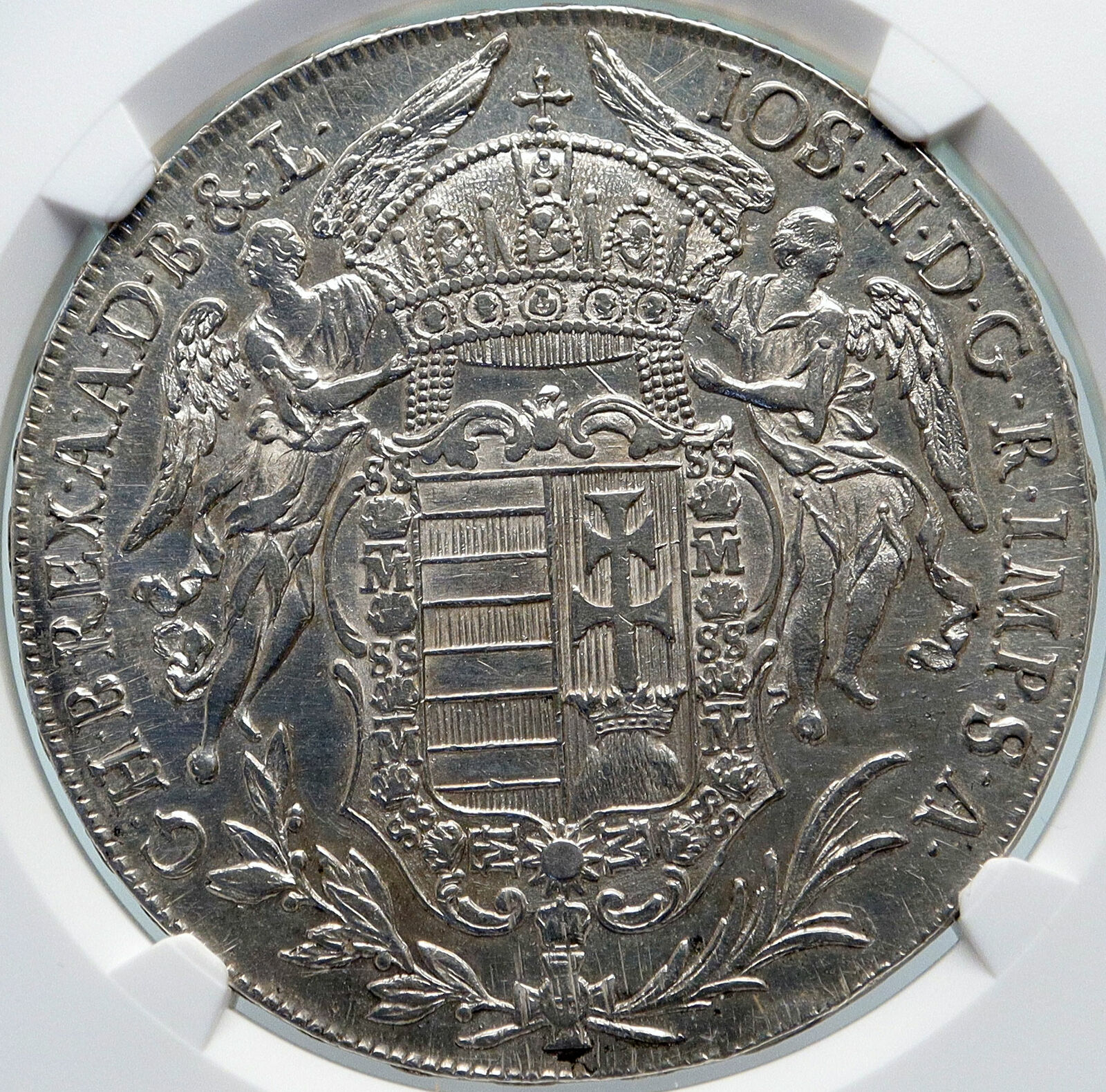 1783 HUNGARY King Joseph II MADONNA & JESUS Antique Silver Taler Coin NGC i85325