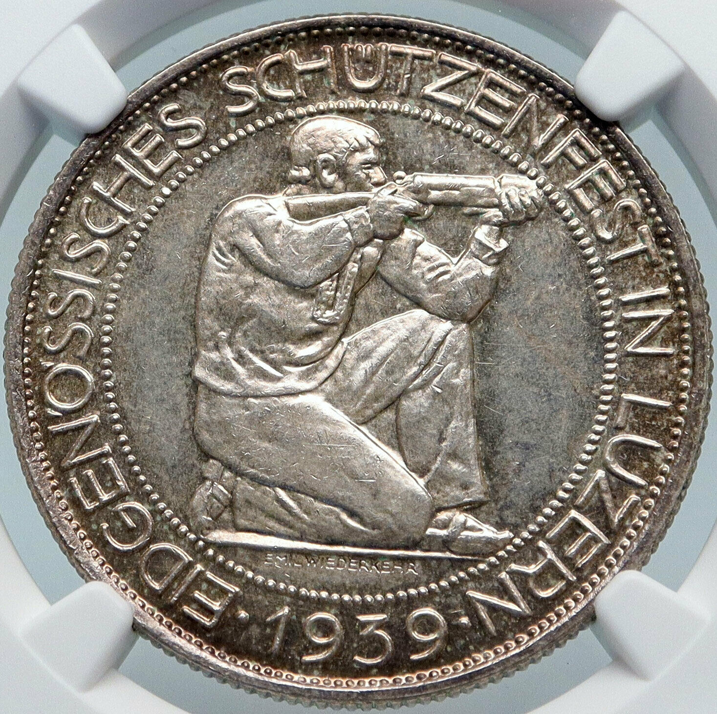 1939 B SWITZERLAND LUCERNE Large Antique Swiss Silver 5 Francs Coin NGC i85316