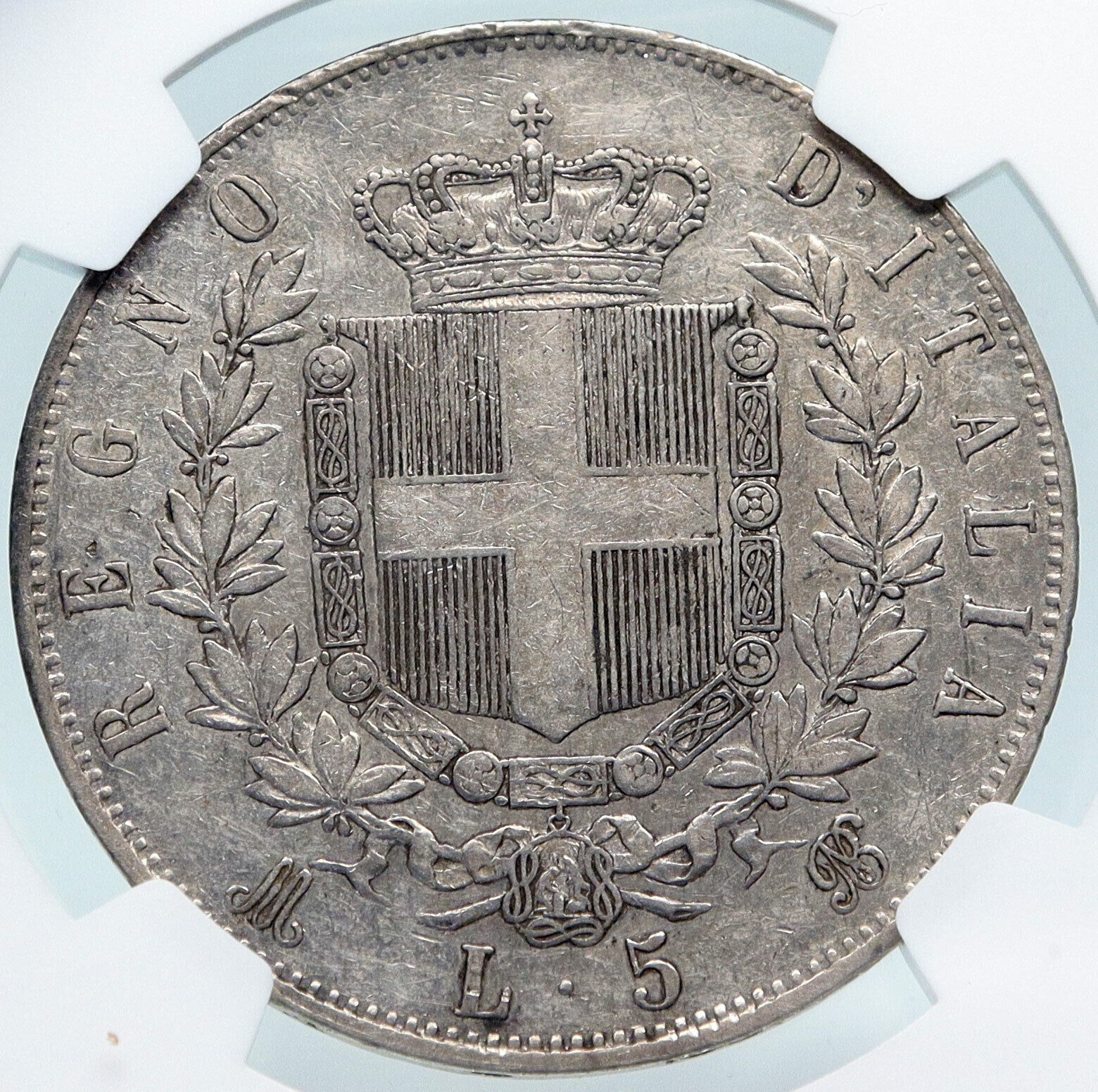 1873 ITALY King Victor Emmanuel II Silver 5 Lire Antique ITALIAN Coin NGC i85310