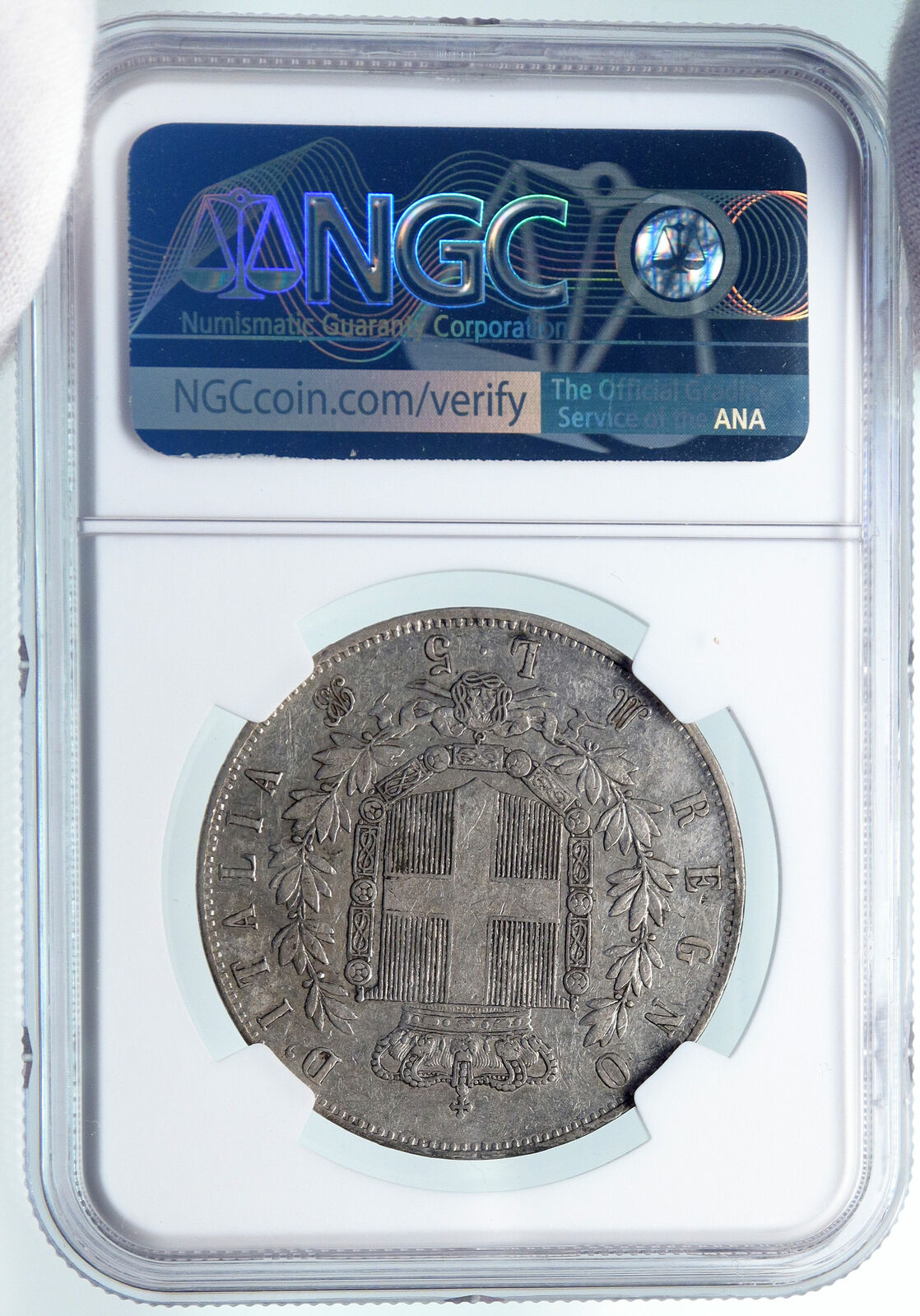 1873 ITALY King Victor Emmanuel II Silver 5 Lire Antique ITALIAN Coin NGC i85310