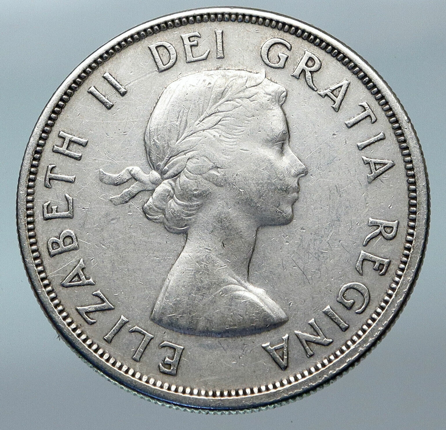 1960 CANADA w UK Queen Elizabeth II Voyagers Genuine Silver Dollar Coin i85280