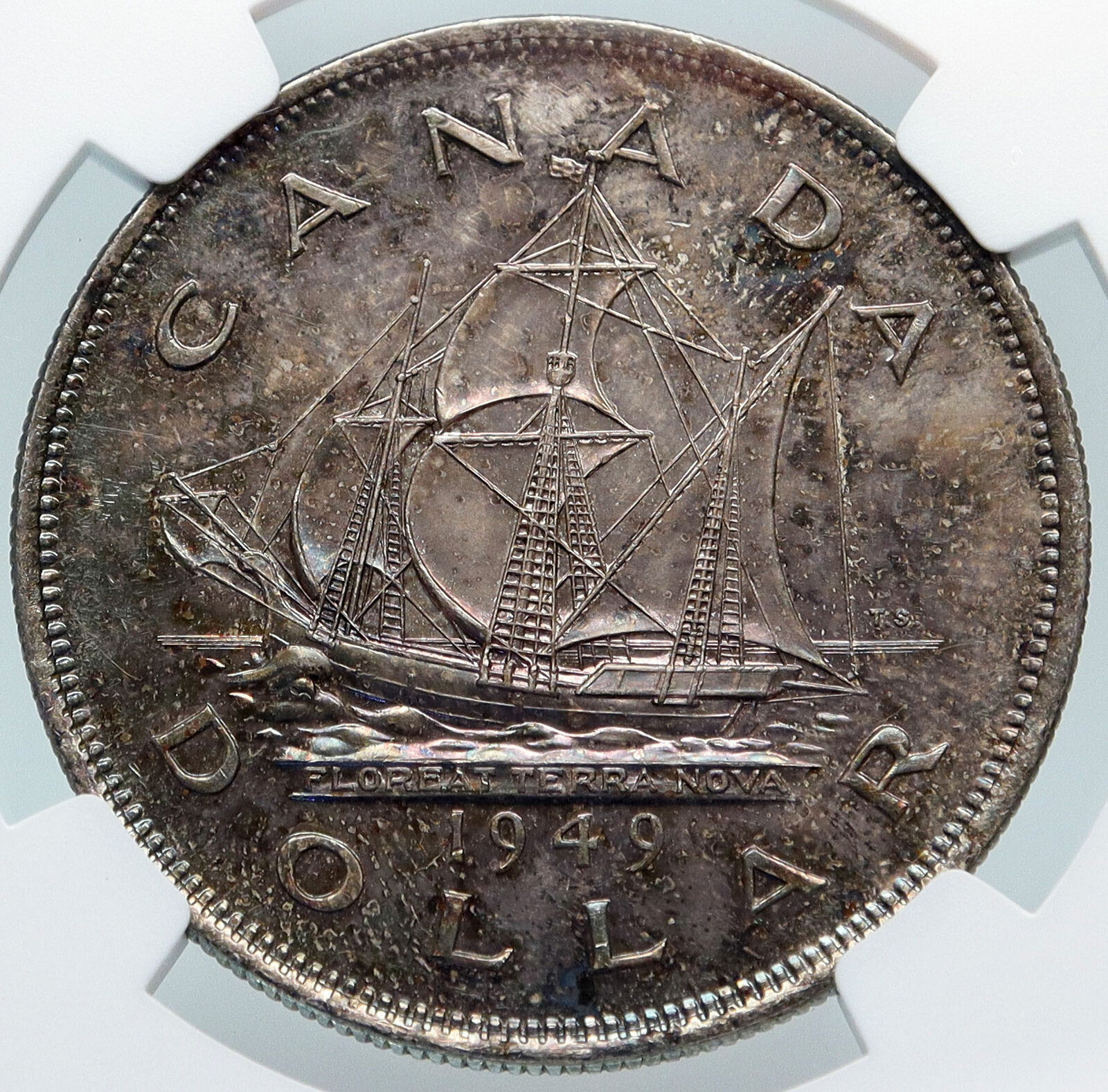 1949 CANADA UK King George VI SHIP Newfoundland Silver Dollar Coin NGC i85330