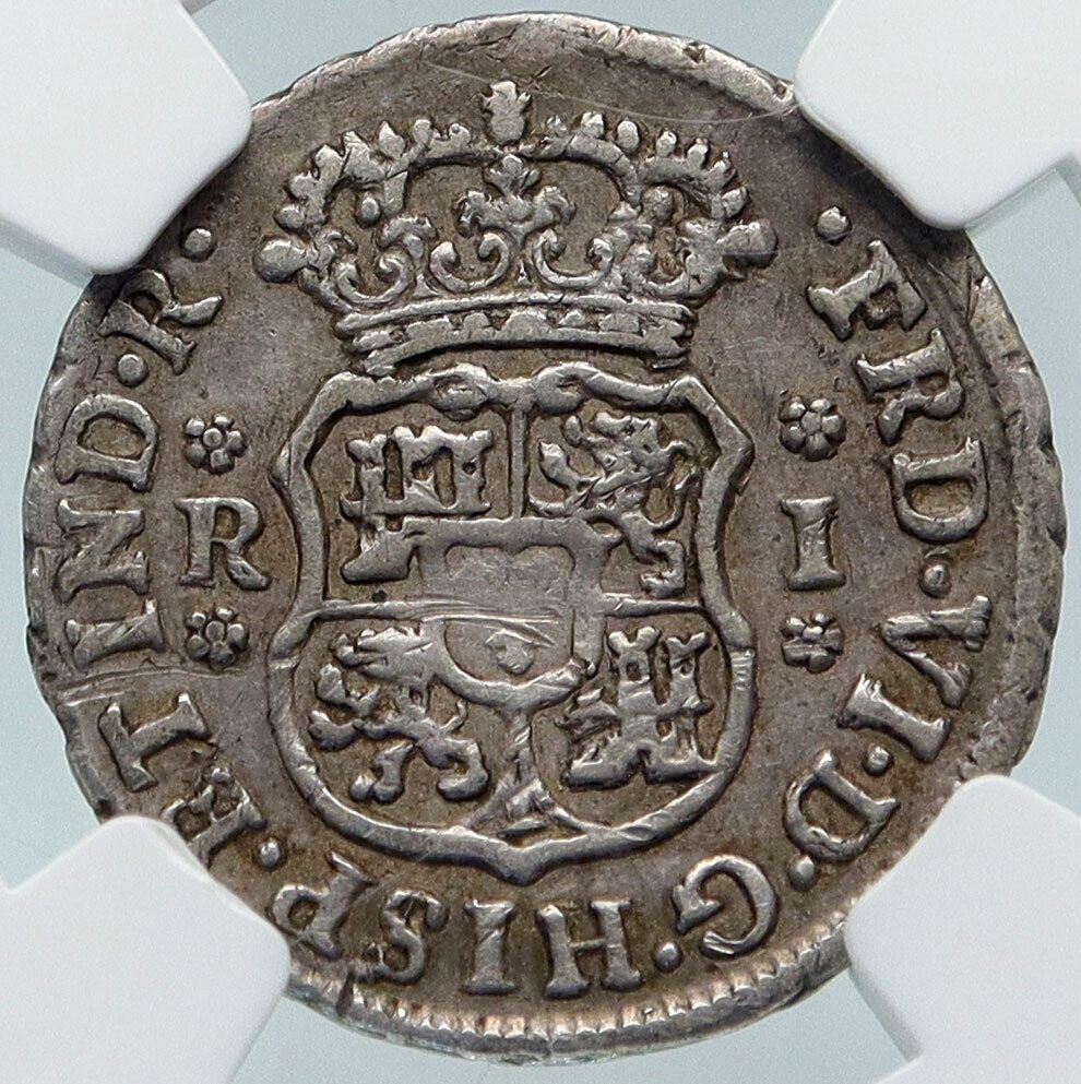 1751 Mo MEXICO under SPAIN King FERDINAND VI Silver Antique Real Coin NGC i85373