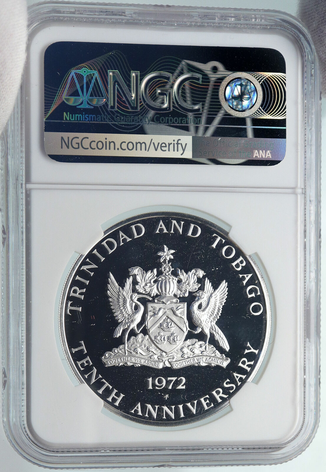 1972 TRINIDAD and TOBAGO Ibis INDEPENDENCE Proof Silver 5 Dollar Coin NGC i85378