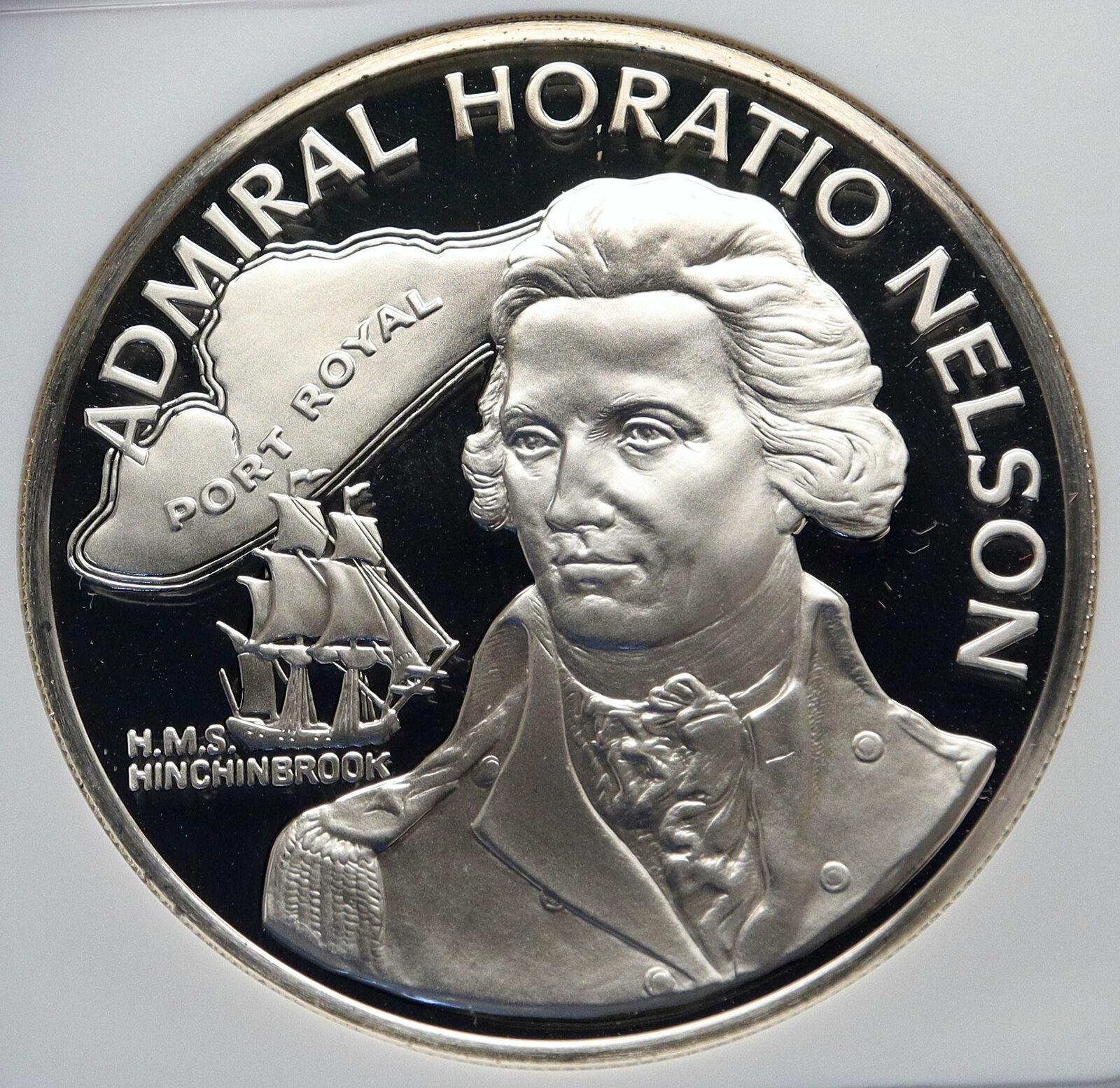 1976 JAMAICA Admiral Horatio Nelson Royal Navy SILVER 10 Dollars Coin NGC i85818