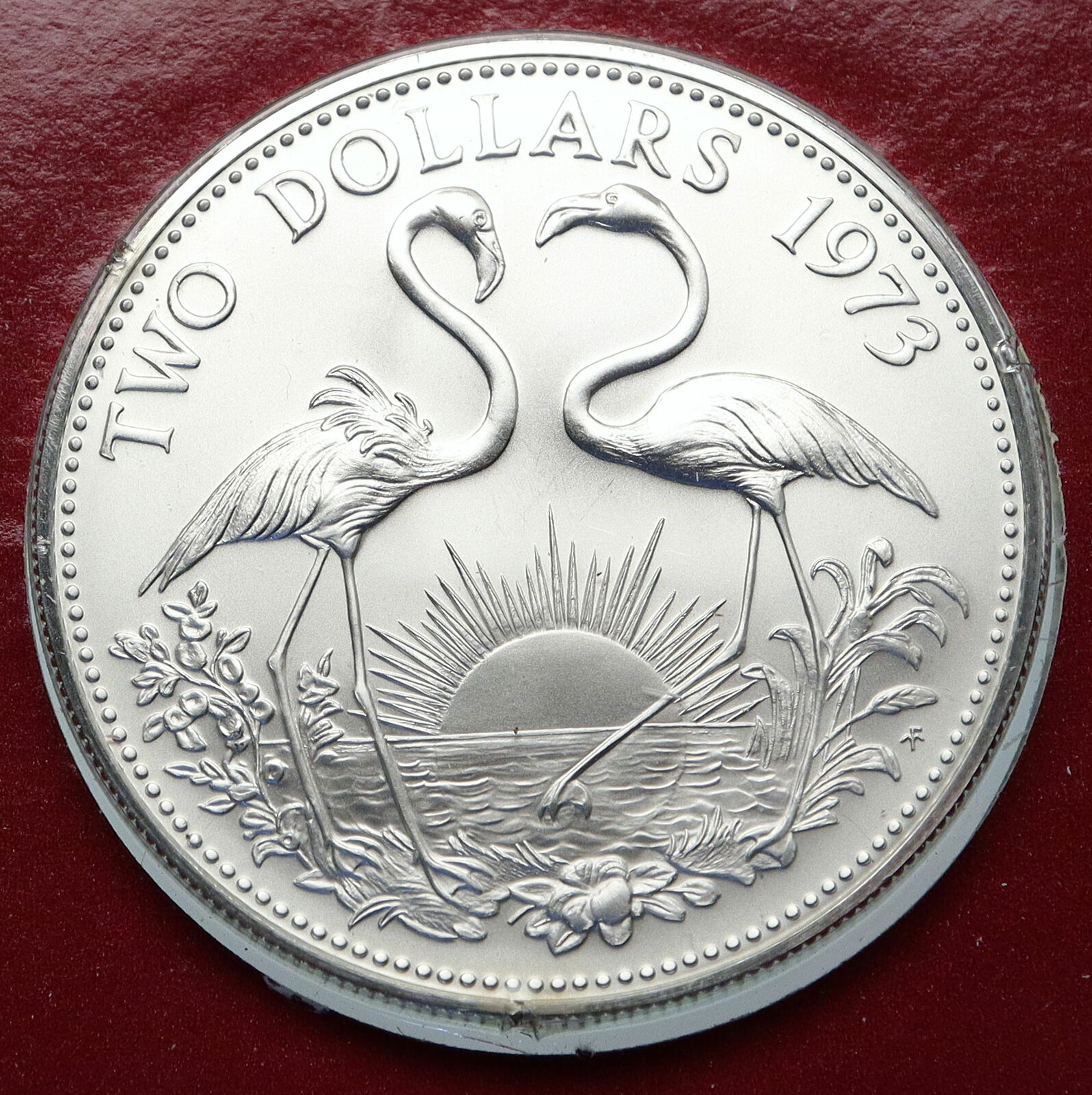 1973 BAHAMAS Queen Elizabeth II FLAMINGO Specimen MT Proof Silver $2 Coin i85864