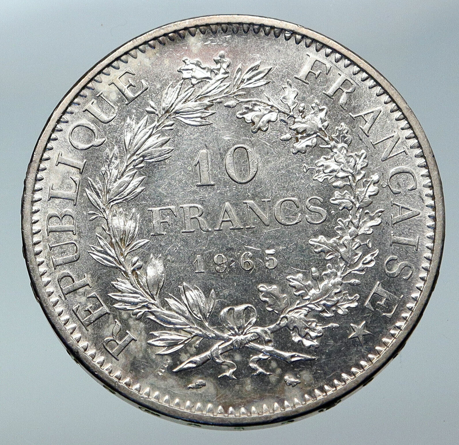 1965 FRANCE Large HERCULES Motto VINTAGE Old Silver 10 FRANCS French Coin i85844