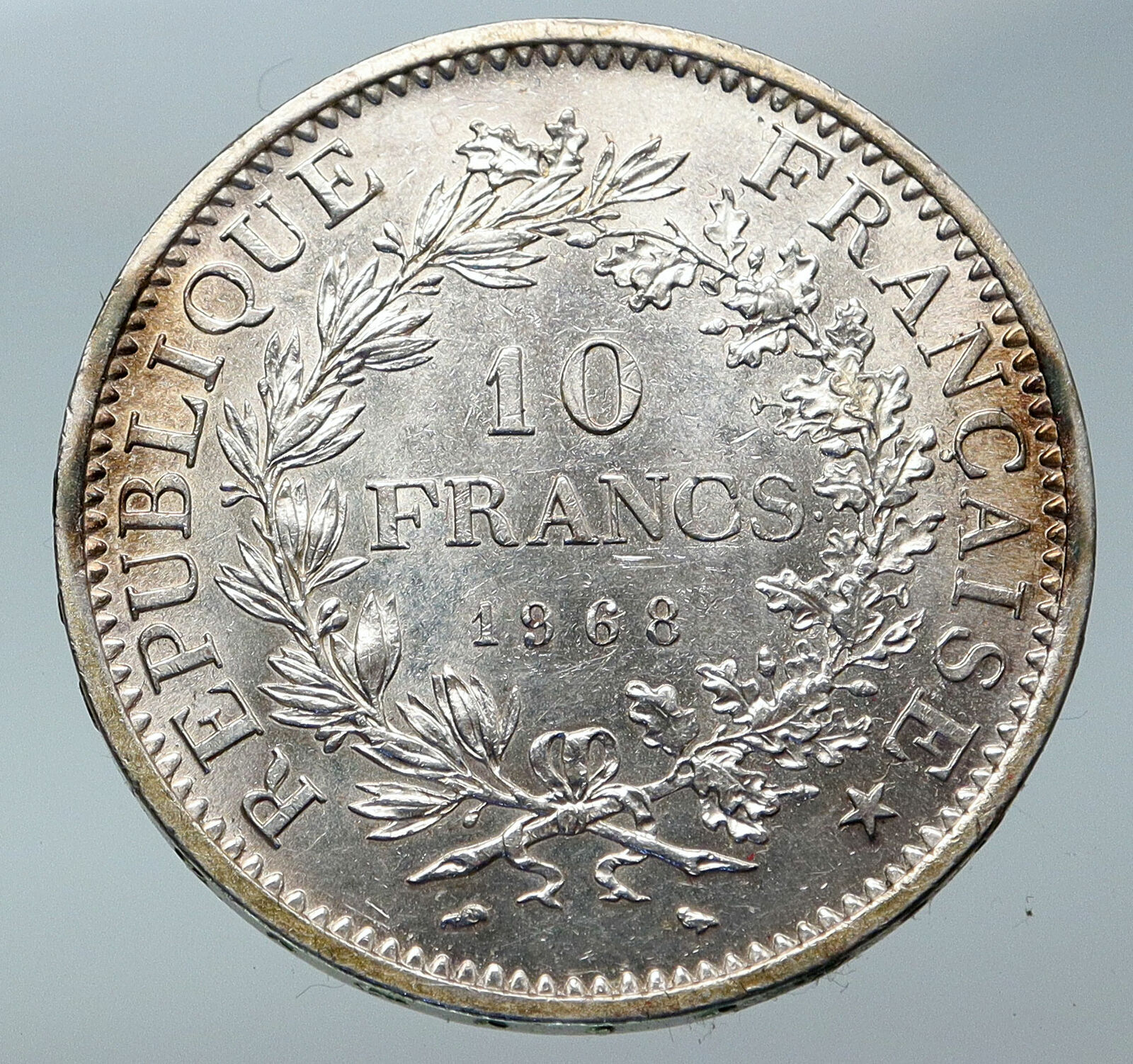 1965 FRANCE Large HERCULES Motto VINTAGE Old Silver 10 FRANCS French Coin i85845