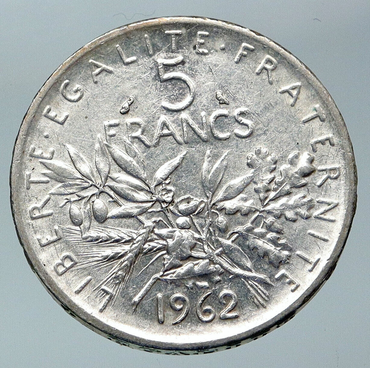 1962 FRANCE La Semeuse French SOWER WOMAN Old LARGE Silver 5 Francs Coin i85885