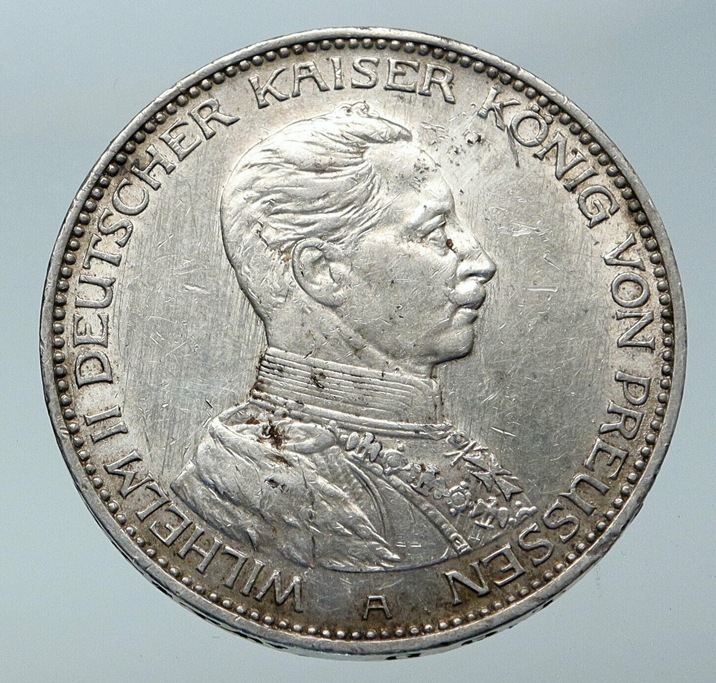 1914 GERMANY GERMAN STATES PRUSSIA WILHELM II Genuine Silver 3 Mark Coin i85871