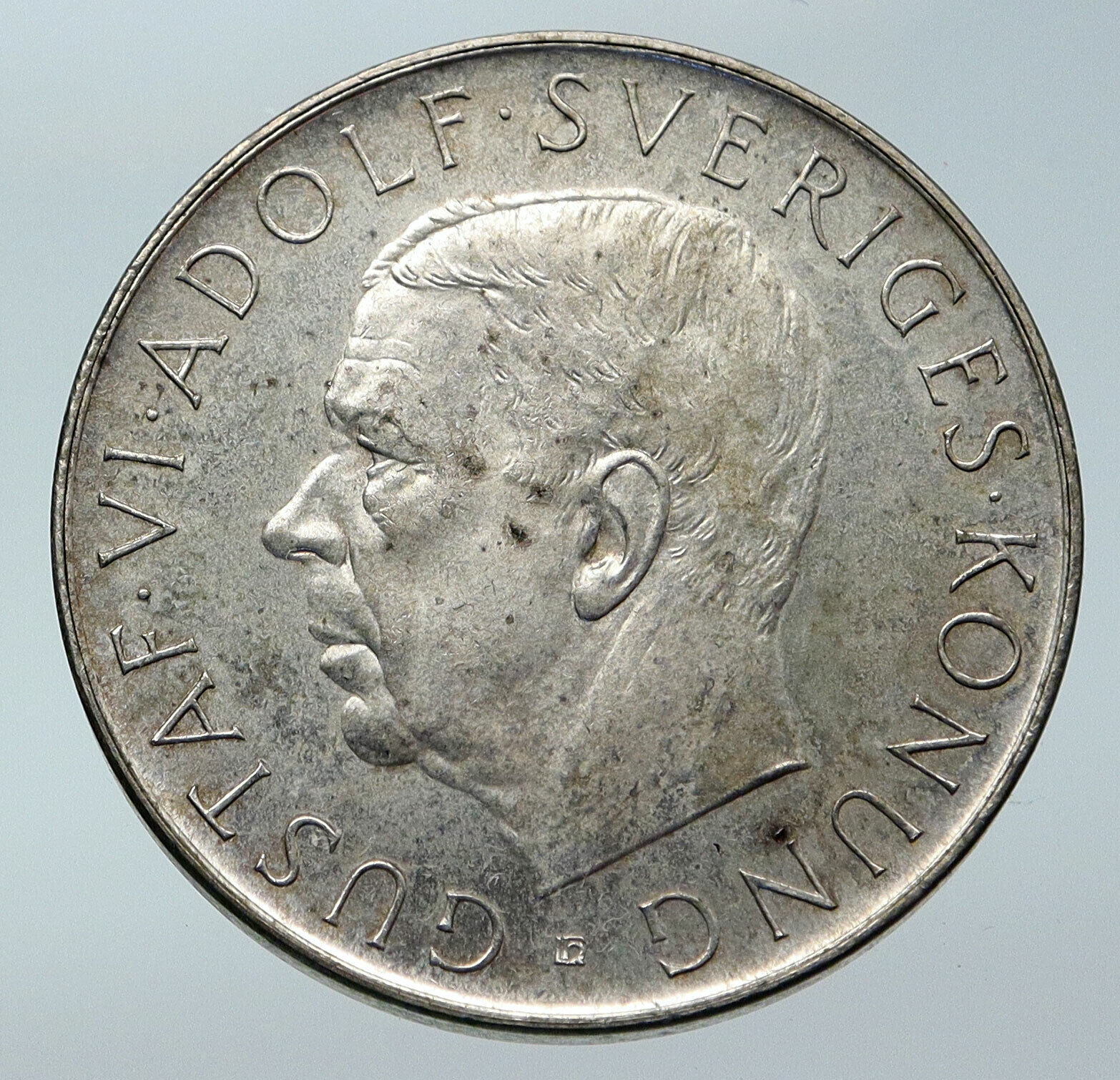 1952 SWEDEN King GUSTAV VI ADOLF 70th Birthday Silver 5 Kron SWEDISH Coin i85883