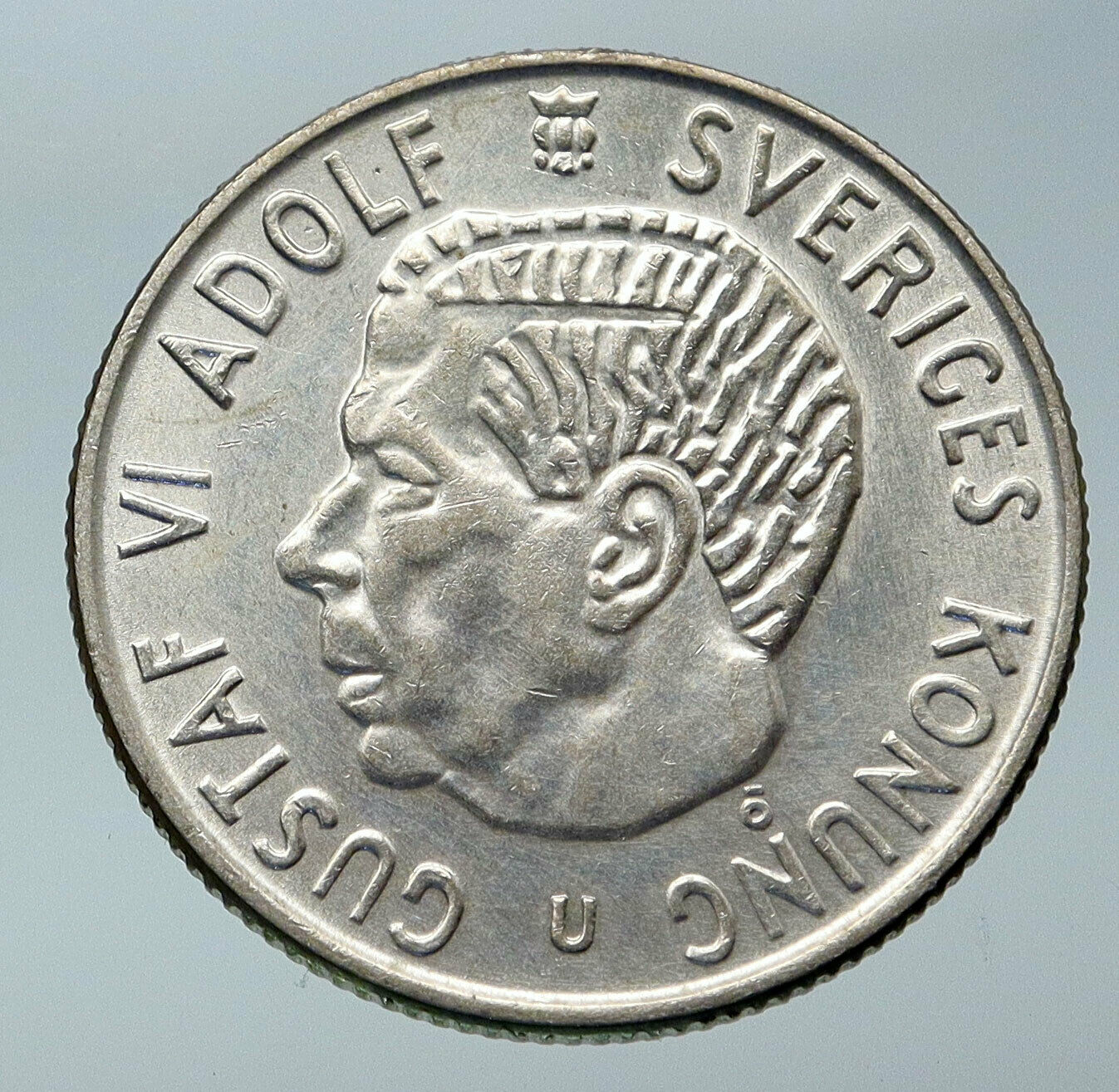 1963 SWEDEN King GUSTAV VI ADOLF Old VINTAGE Silver SWEDISH 2 Kronor Coin i85877