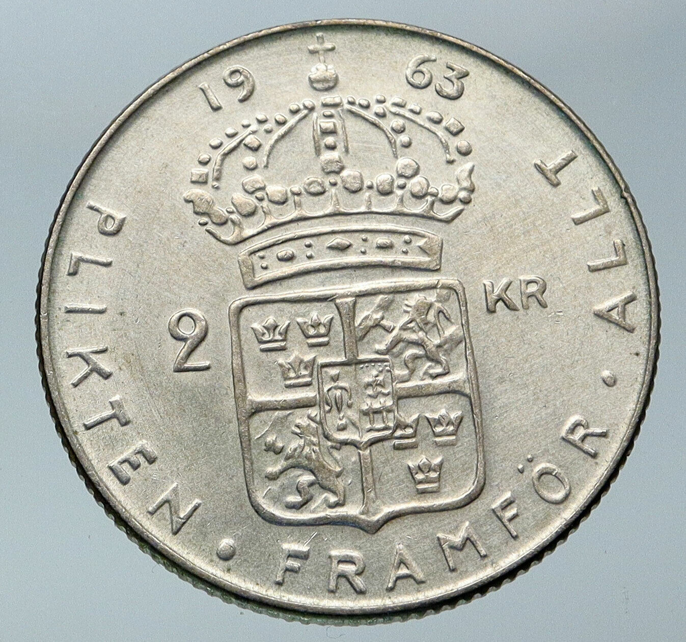 1963 SWEDEN King GUSTAV VI ADOLF Old VINTAGE Silver SWEDISH 2 Kronor Coin i85877