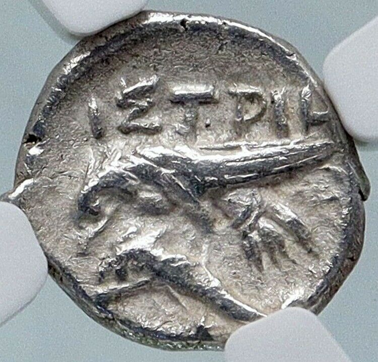 ISTROS Thrace Authentic Ancient 400BC Silver Greek Coin GEMINI TWINS NGC i85727