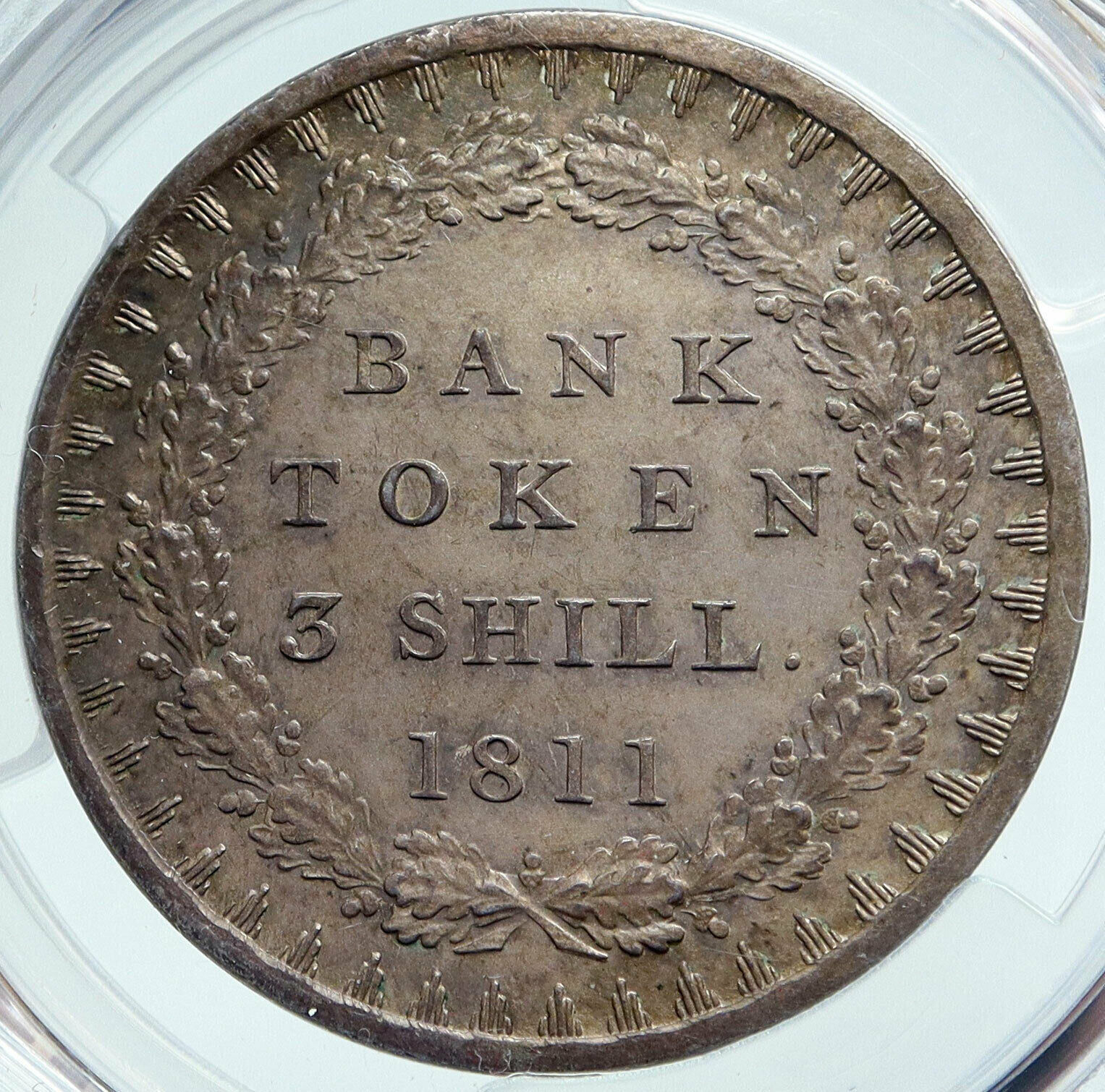 1811 Great Britain UK GEORGE III Silver 3 SHILLINGS Bank Token Coin PCGS i85723