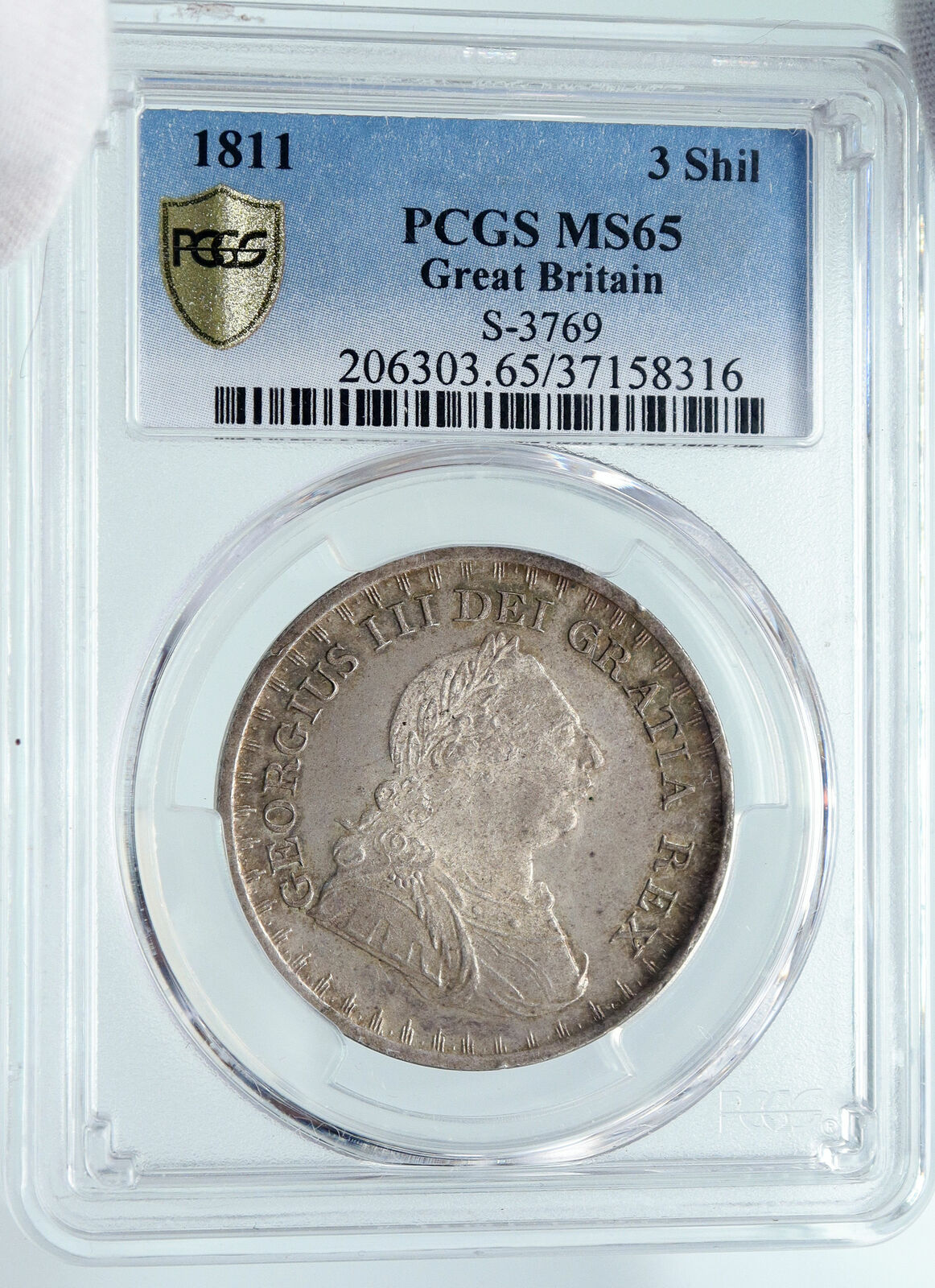 1811 Great Britain UK GEORGE III Silver 3 SHILLINGS Bank Token Coin PCGS i85723