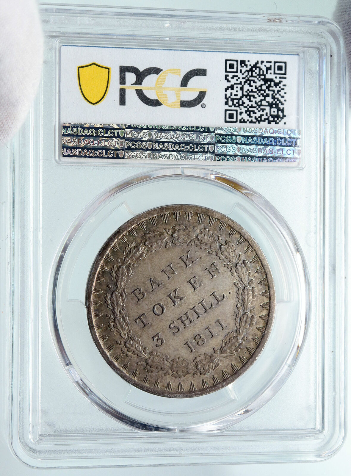 1811 Great Britain UK GEORGE III Silver 3 SHILLINGS Bank Token Coin PCGS i85723