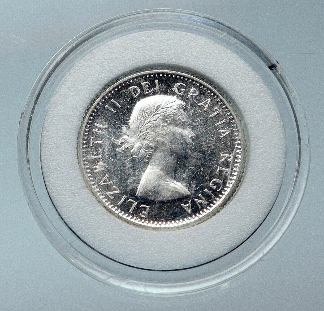 1959 CANADA Queen ELIZABETH II BLUENOSE SHIP Silver 10 Cent SILVER Coin i85894