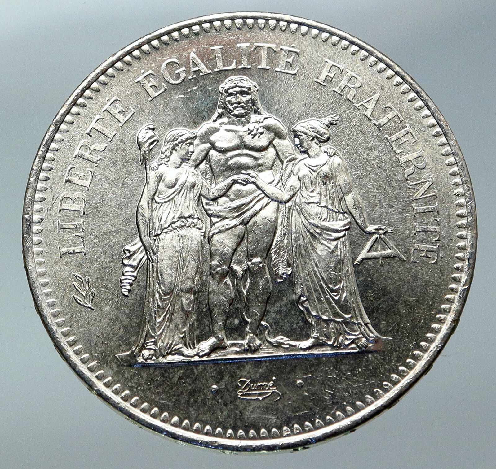 1975 FRANCE Large HERCULES Motto VINTAGE Old Silver 50 FRANCS French Coin i85889