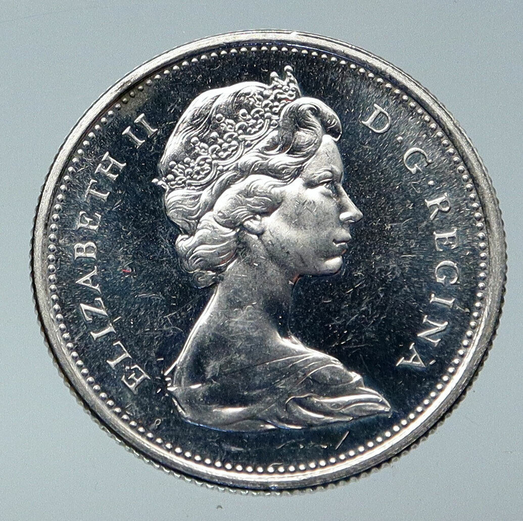 1965 CANADA United Kingdom Queen Elizabeth II CARIBOU Silver 25 Cent Coin i85907