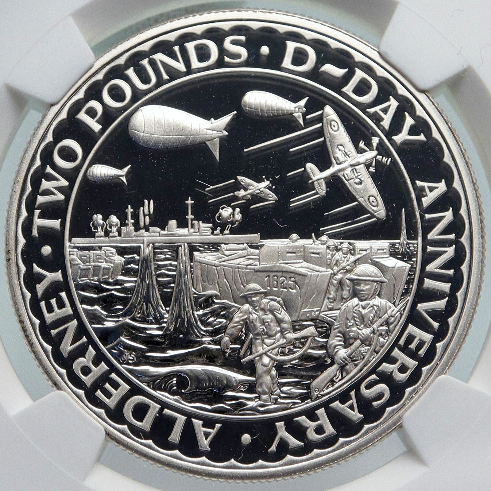 1994 GUERNSEY Alderney NORMANDY INVASION DDAY Proof Silver 2Pnd Coin NGC i85979