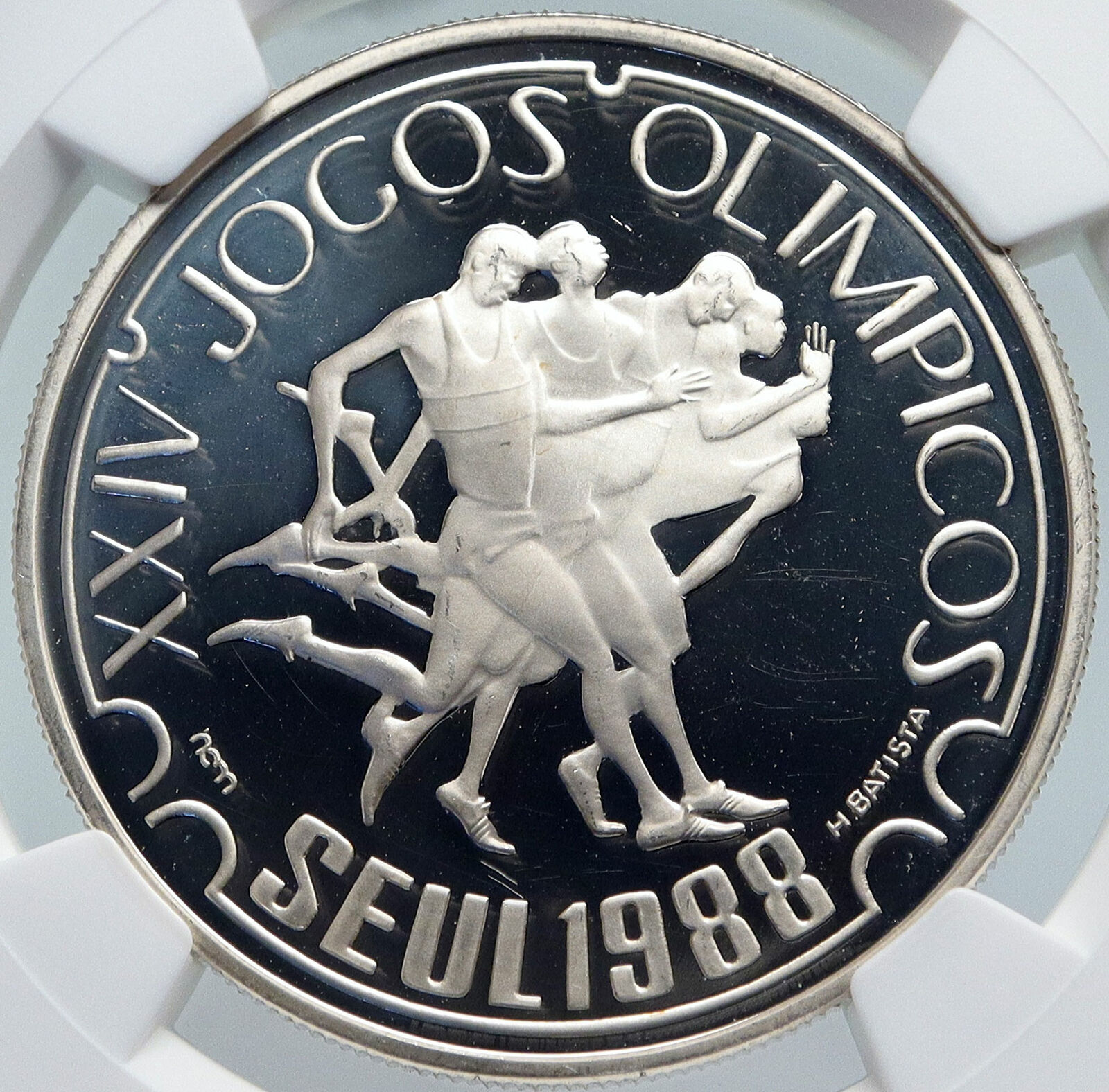 1988 PORTUGAL Seoul South Korea OLYMPICS VINTAGE Silver 250 Reis Coin NGC i86011