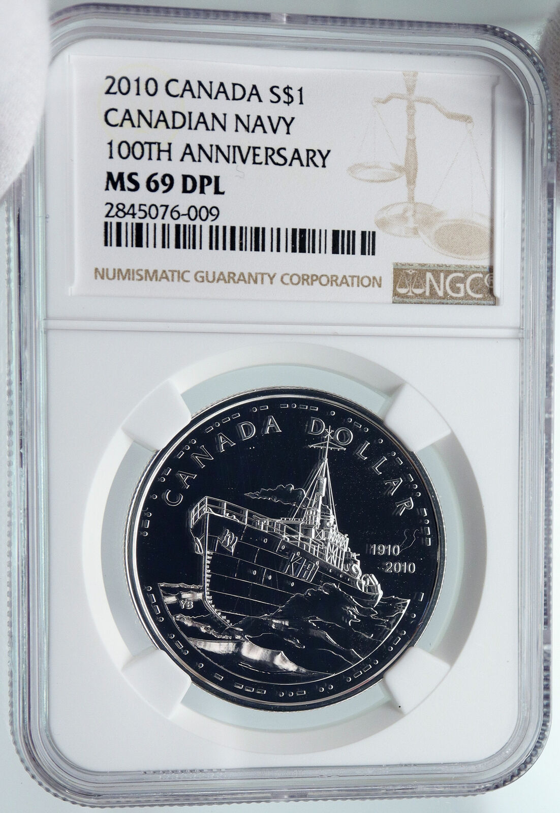 2010 CANADA Queen Elizabeth II 100th Anniv NAVY Silver $1 Coin MS DPL NGC i86002