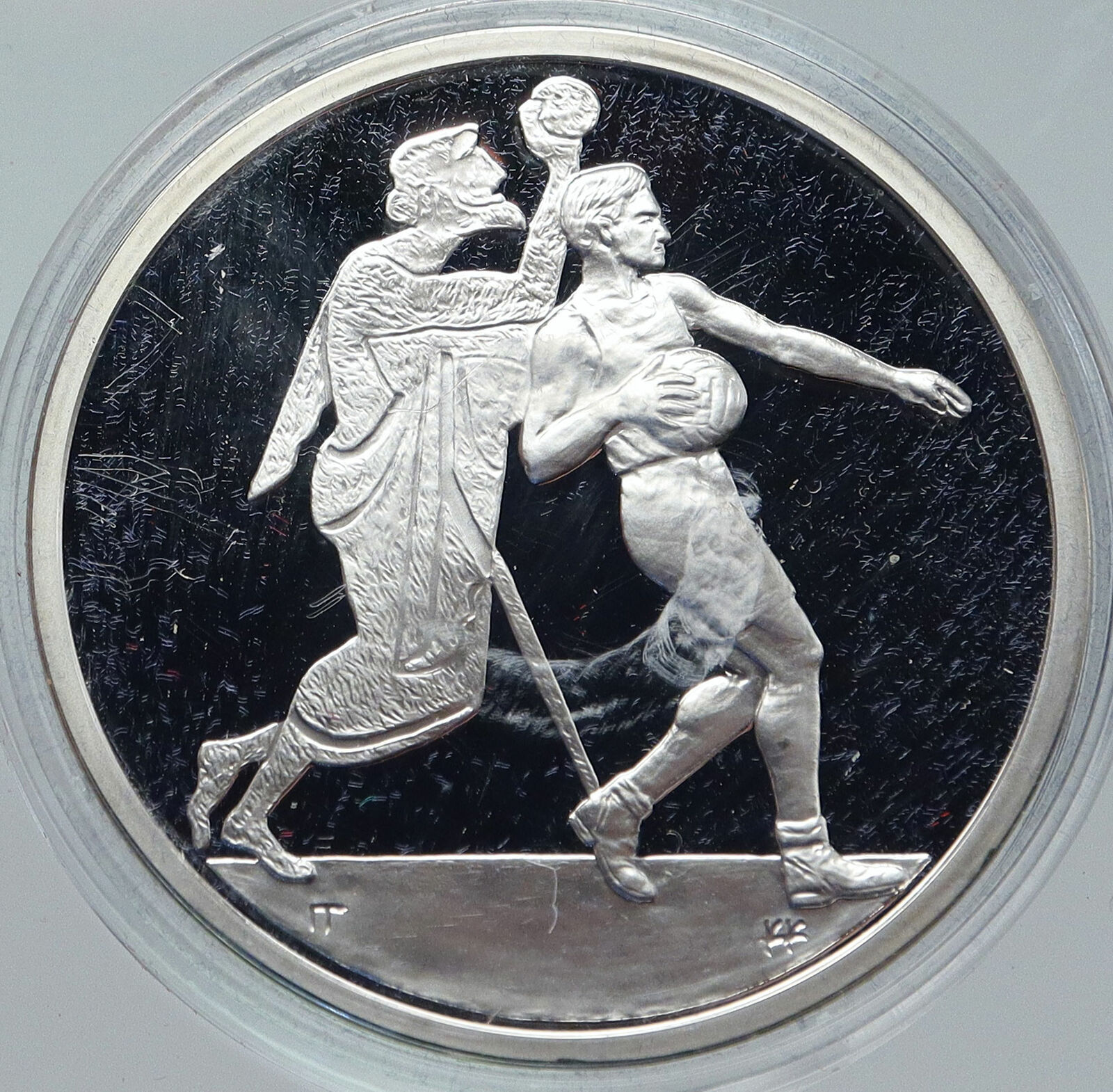 2004 GREECE OLYMPICS Handball Ancient & Modern Proof Silver 10 Euro Coin i86260
