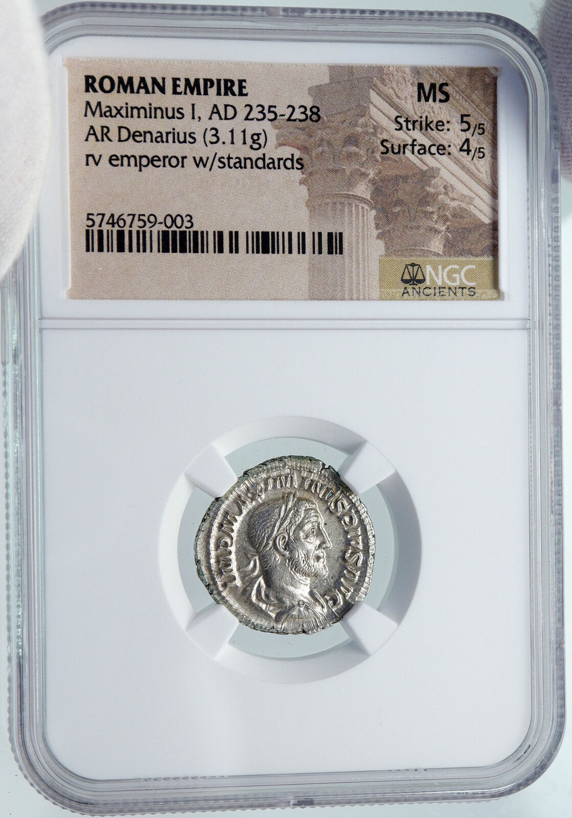 MAXIMINUS I Thrax Authentic Ancient 236AD Silver Roman Coin NGC Certified i86183