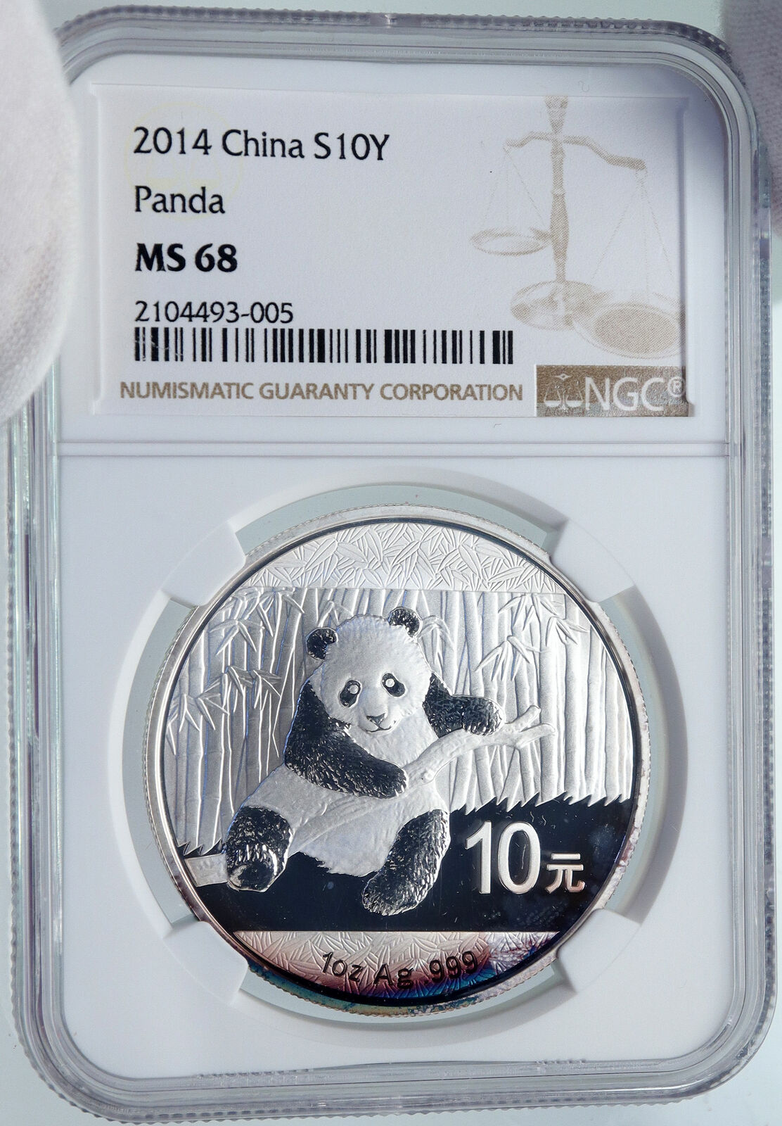 2014 CHINA PANDA Bamboo TEMPLE of HEAVEN Silver 10 Yuan Chinese Coin NGC i86163