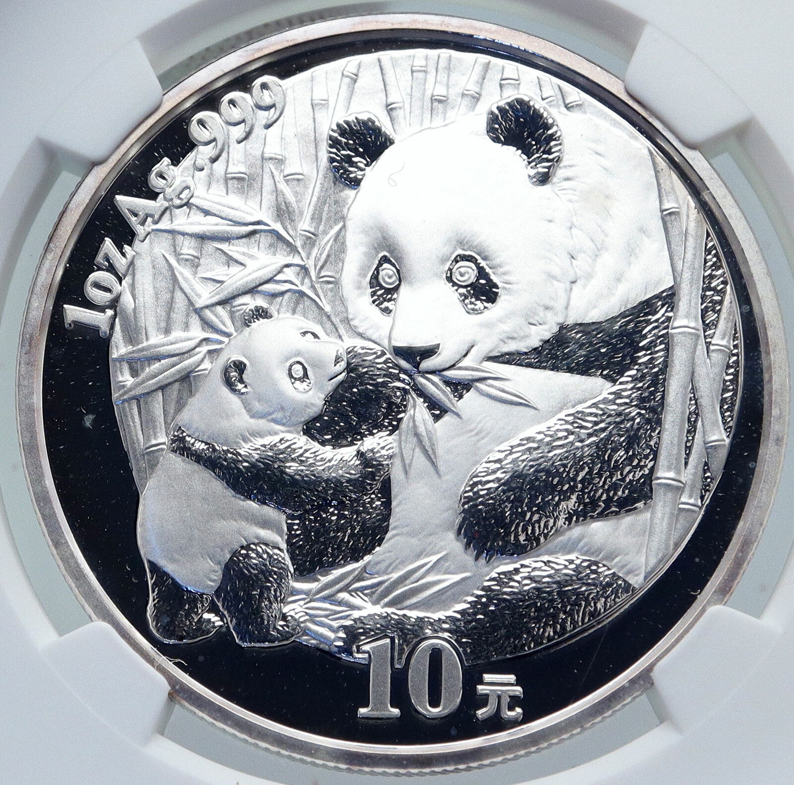 2005 CHINA PANDA Bamboo TEMPLE of HEAVEN Silver 10 Yuan Chinese Coin NGC i86161