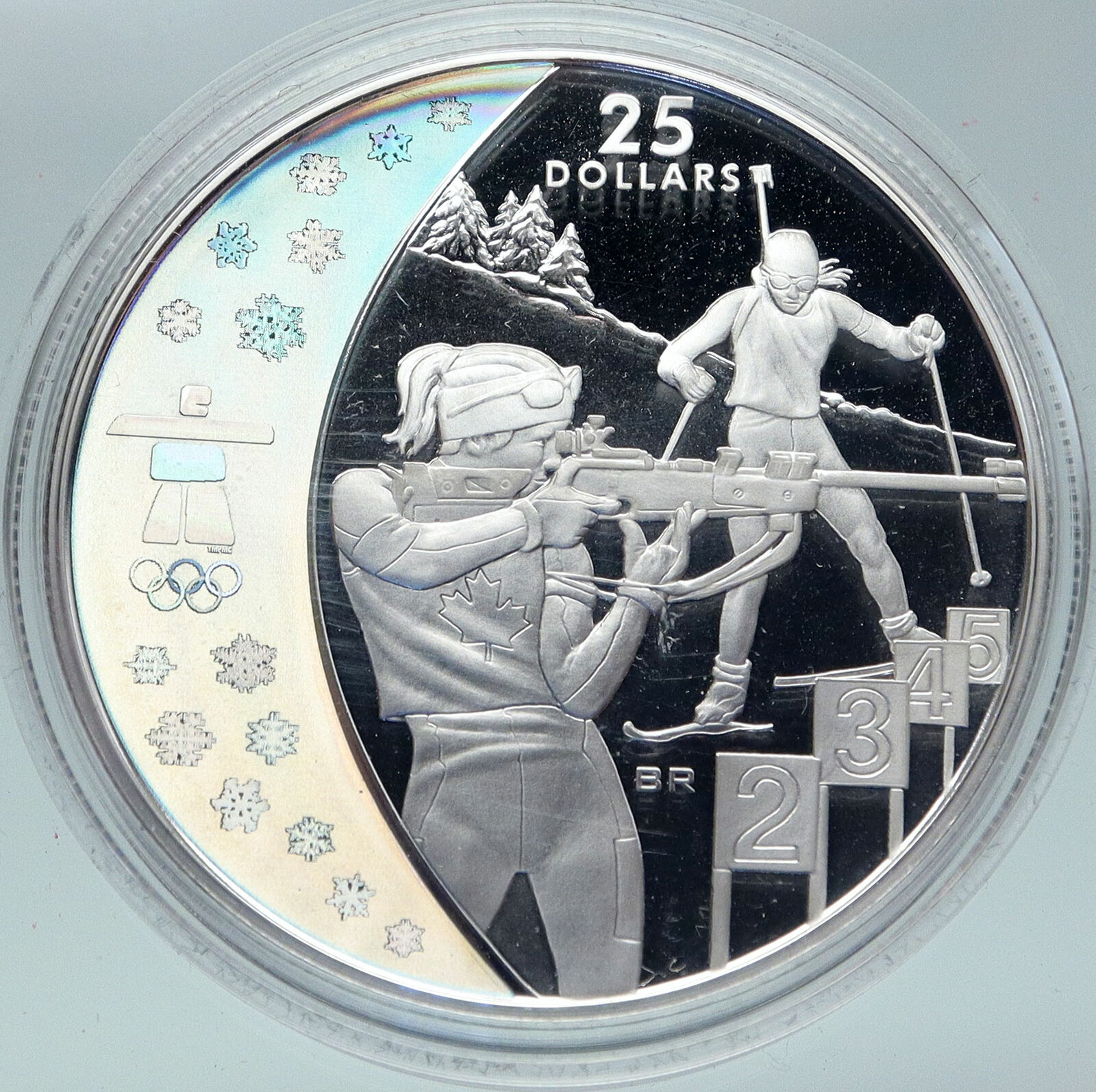 2007 CANADA Vancouver Winter Olympics BIATHLON HoloG Proof Silver 25 Coin i86270