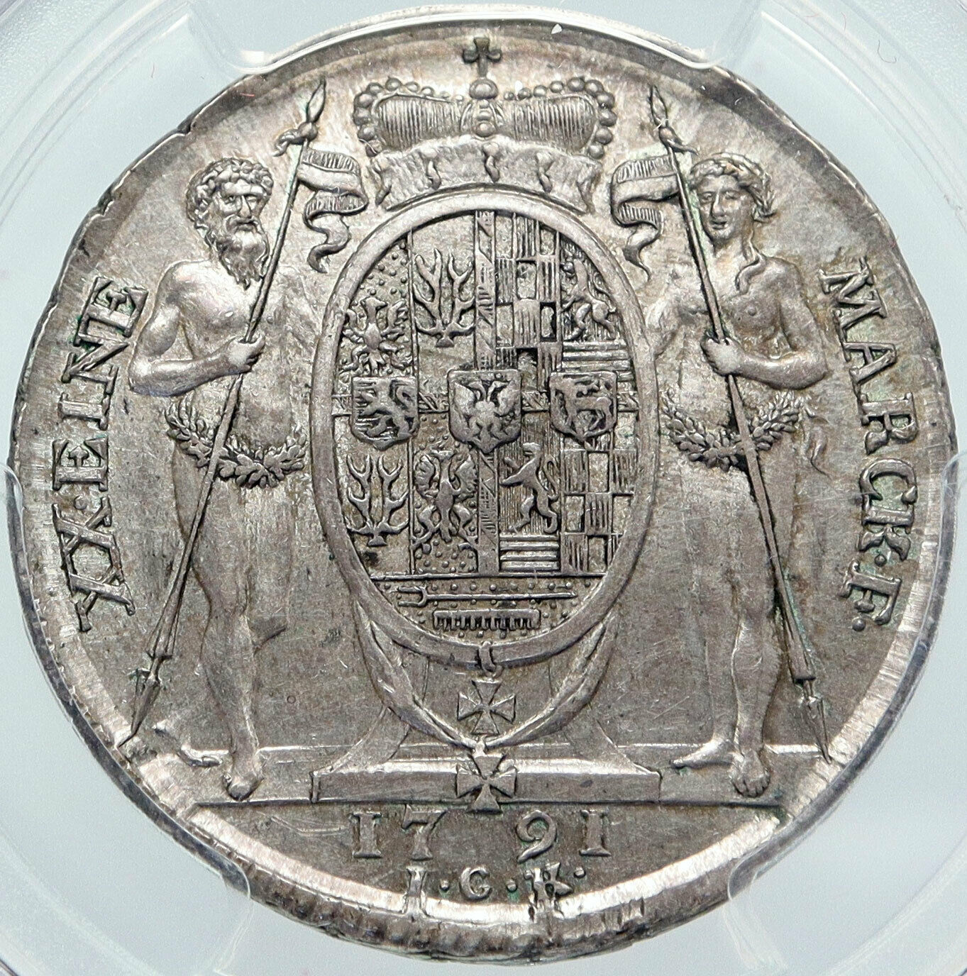 1791 Germany. German Schwarzburg Rudolstadt Silver 1/2 Thaler Coin PCGS i86185