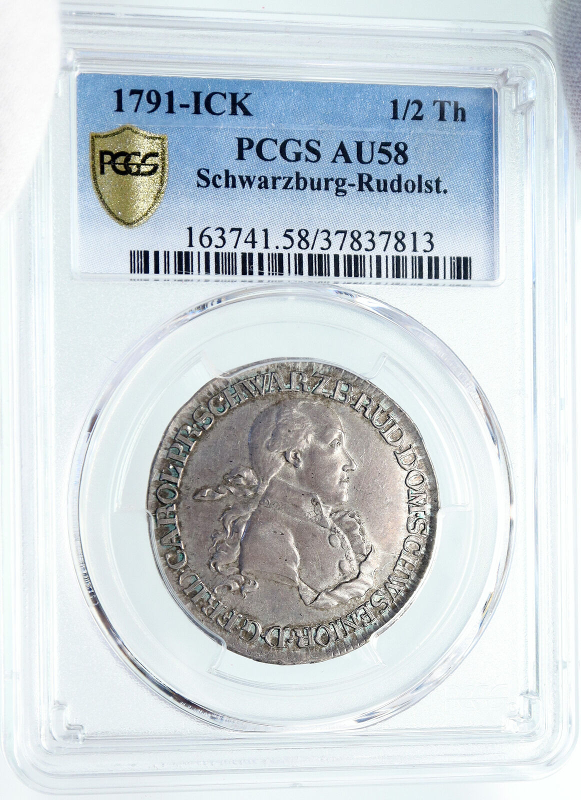 1791 Germany. German Schwarzburg Rudolstadt Silver 1/2 Thaler Coin PCGS i86185