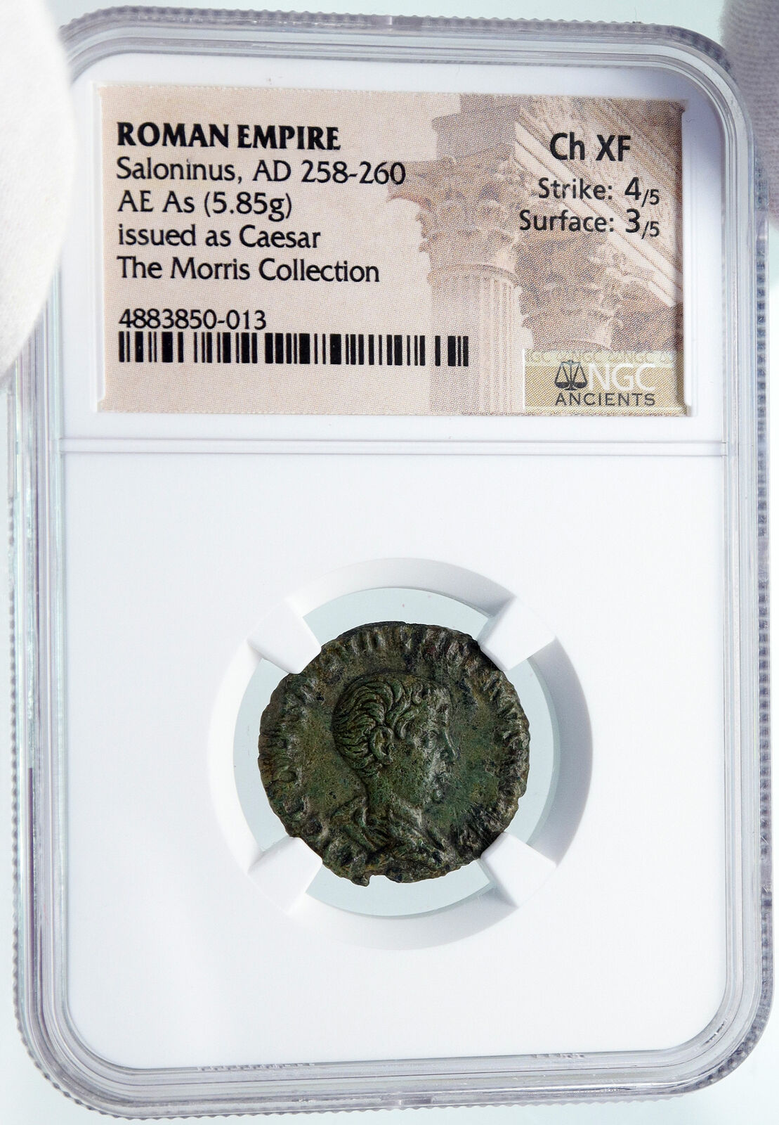 SALONINUS Authentic Ancient 257AD Rome VERY RARE AE AS Roman Coin NGC i86184