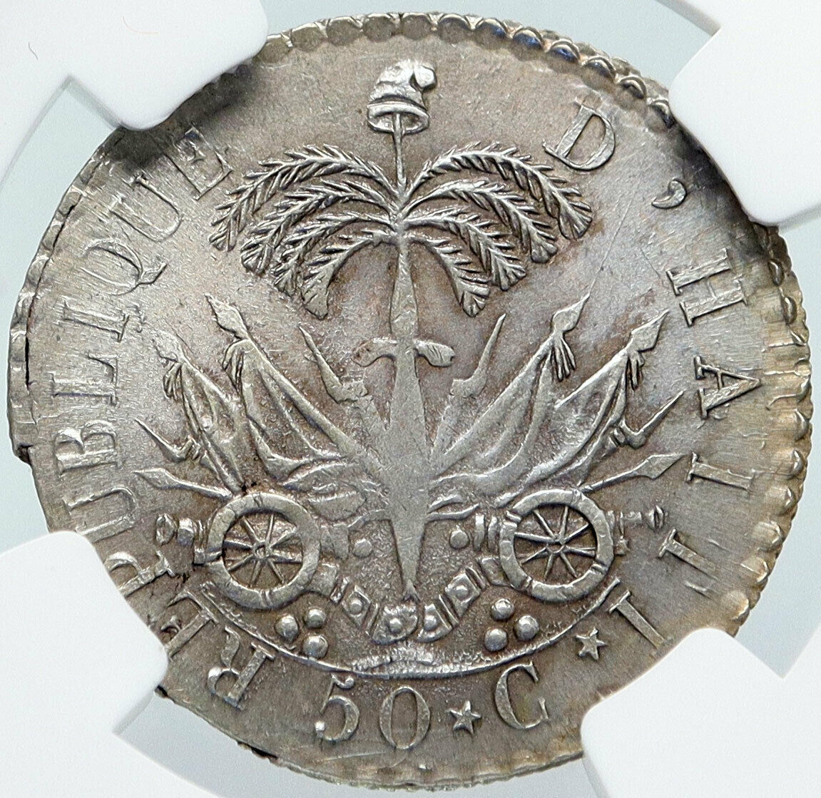 1828 HAITI 2nd President JEAN-PIERRE BOYER Silver Antique Coin NGC MS i86188