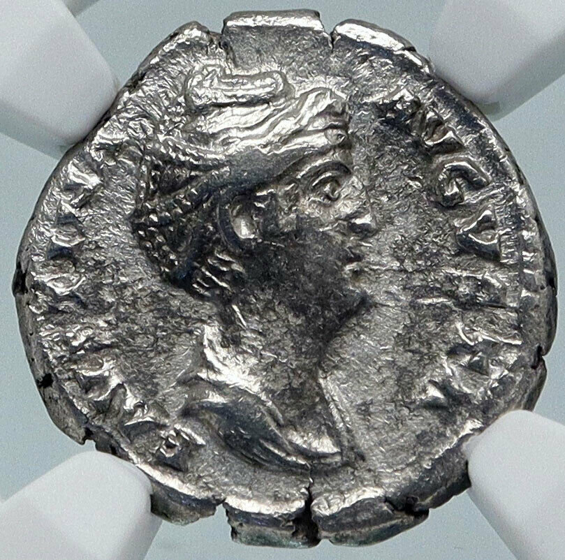 FAUSTINA I Senior LIFETIME ISSUE Silver Roman Coin PEACOCK THRONE NGC i85410