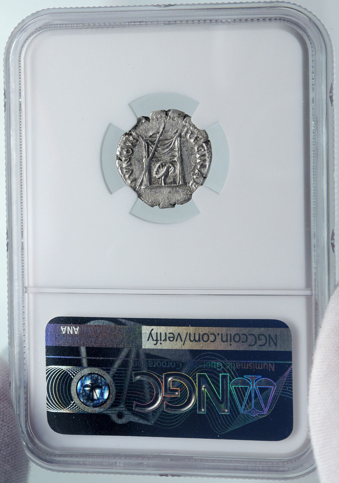 FAUSTINA I Senior LIFETIME ISSUE Silver Roman Coin PEACOCK THRONE NGC i85410