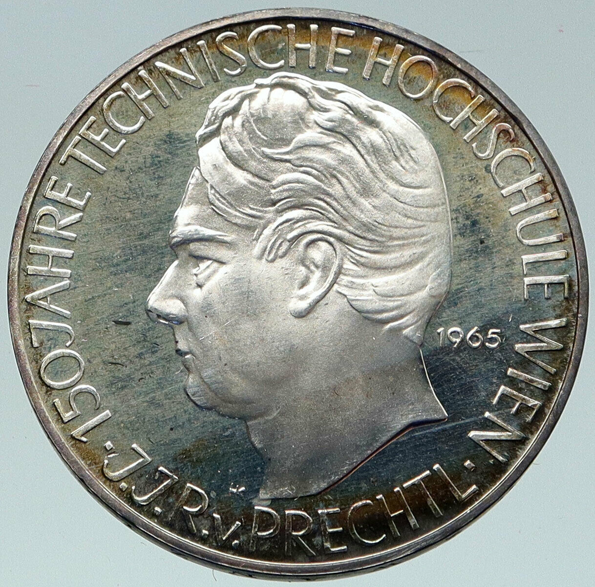 1965 AUSTRIA Vienna Tech School J J von Prechtl Silver 25 Schilling Coin i86090