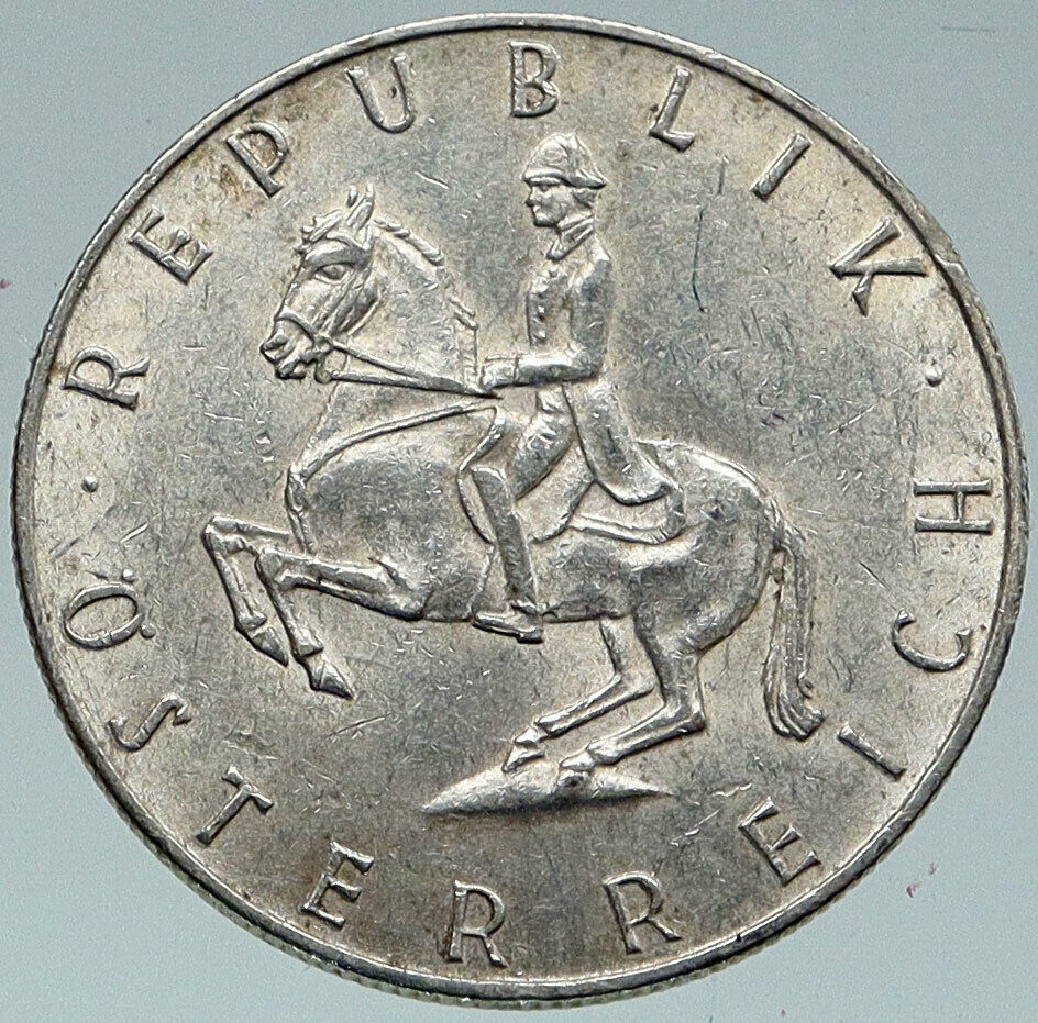 1968 AUSTRIA Spanish HORSE RIDER Vintage Silver 5 Schilling Austrian Coin i86086