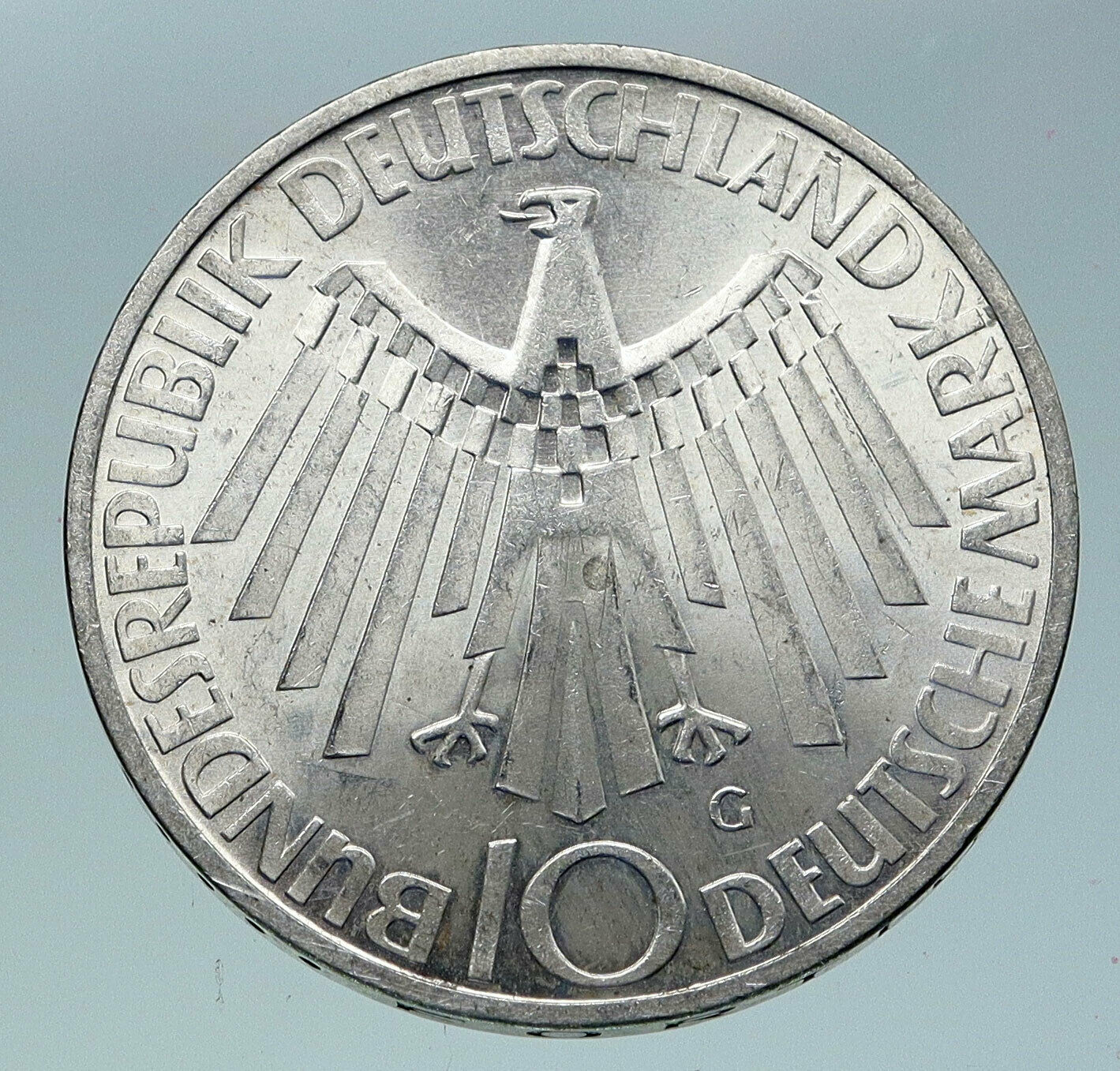 1972 G Germany Munich Summer Olympic Antique Vintage Silver 10 Mark Coin i86360