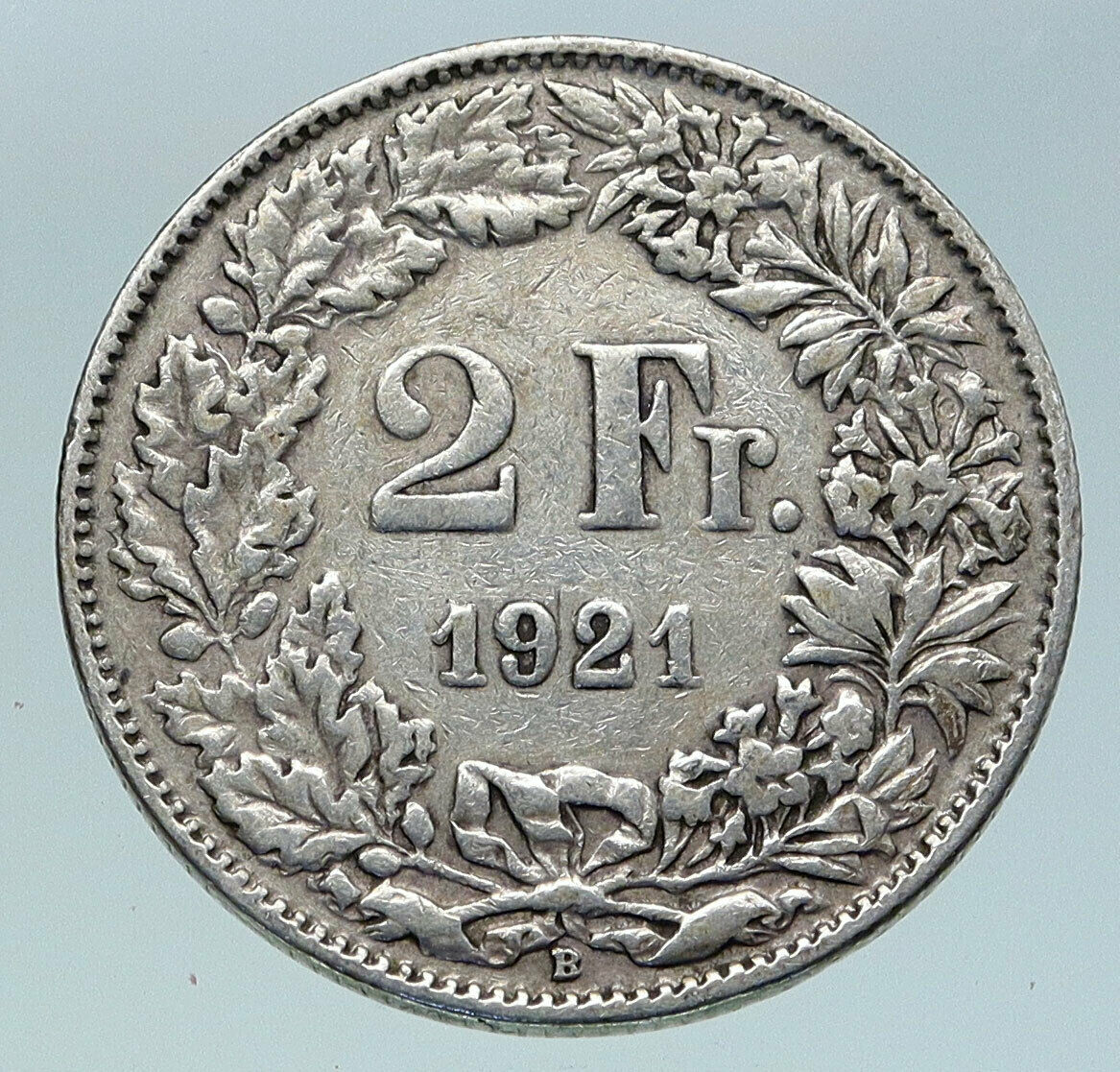 1921 SWITZERLAND - HELVETIA Symbolizes SWISS Nation SILVER 2 Francs Coin i86361