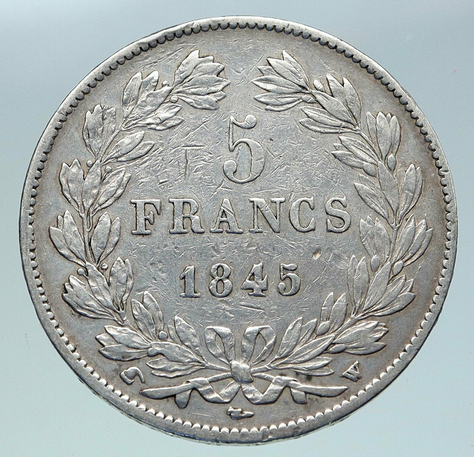 1845 FRANCE King Louis Philippe I French Antique OLD Silver 5 Francs Coin i86353