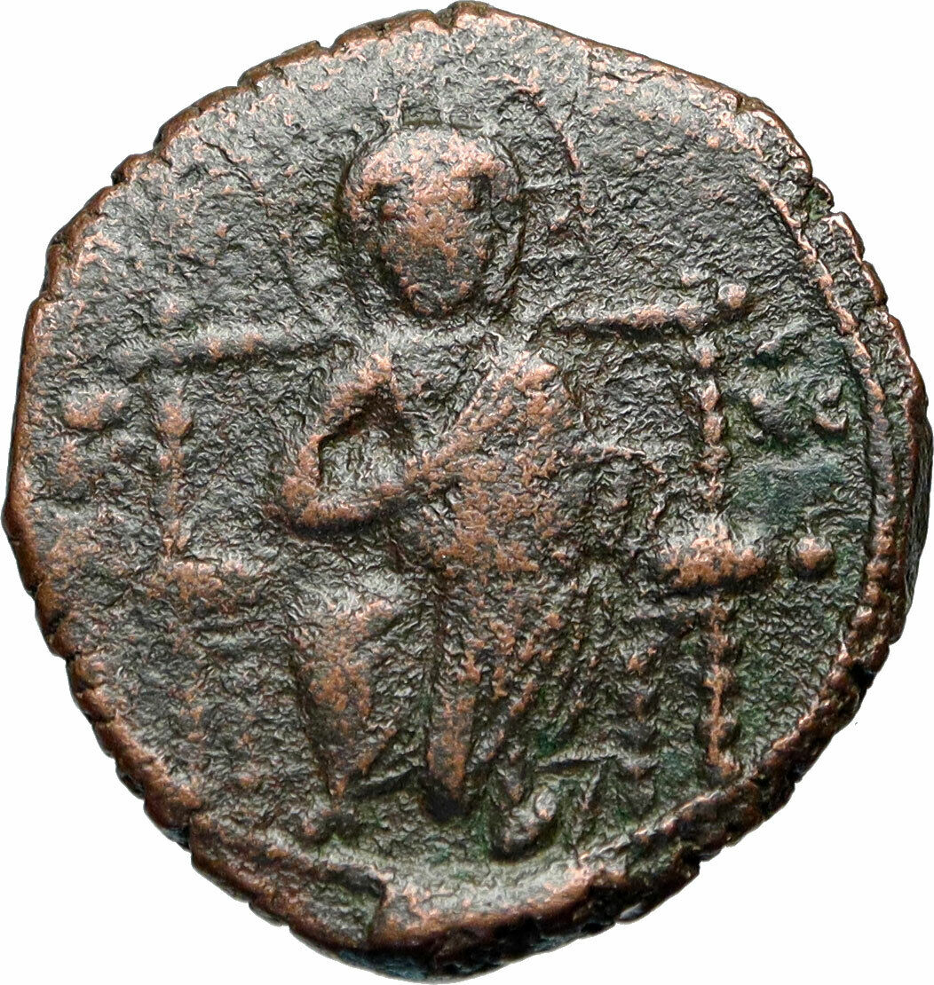 JESUS CHRIST Class D Anonymous Ancient 1042AD Byzantine Follis Coin i84300