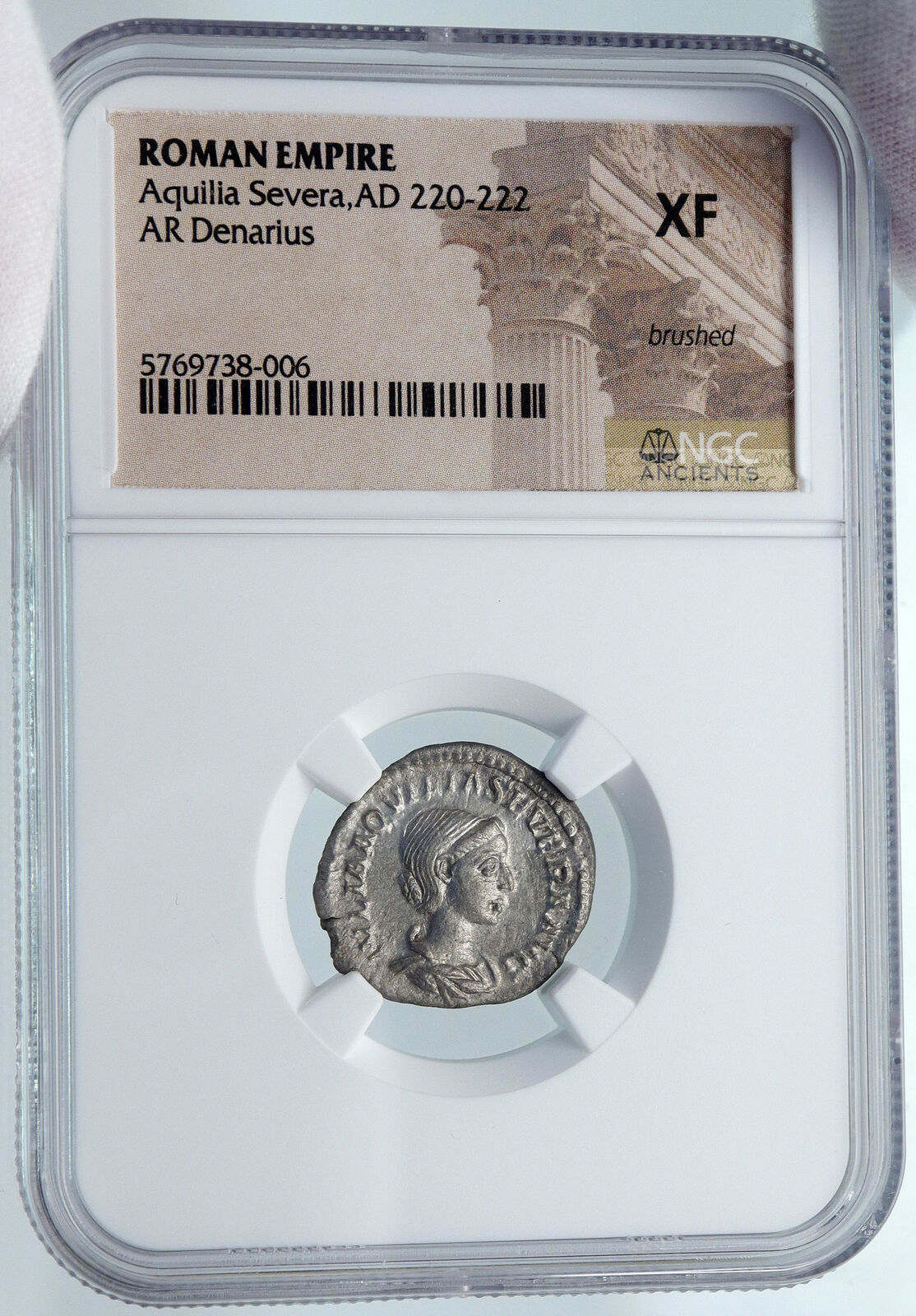 AQUILIA SEVERA Elagabalus Wife 220AD RARE Ancient Silver Roman Coin NGC i85405