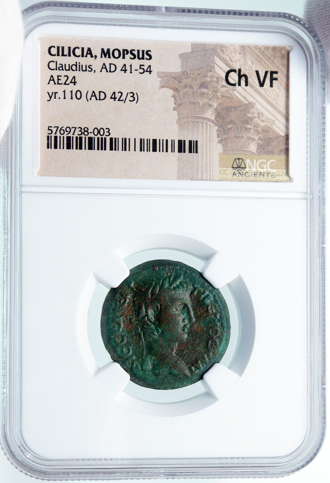 CLAUDIUS Authentic Ancient 42AD MOPSUS CILICIA Roman Coin Tyche NGC i85402