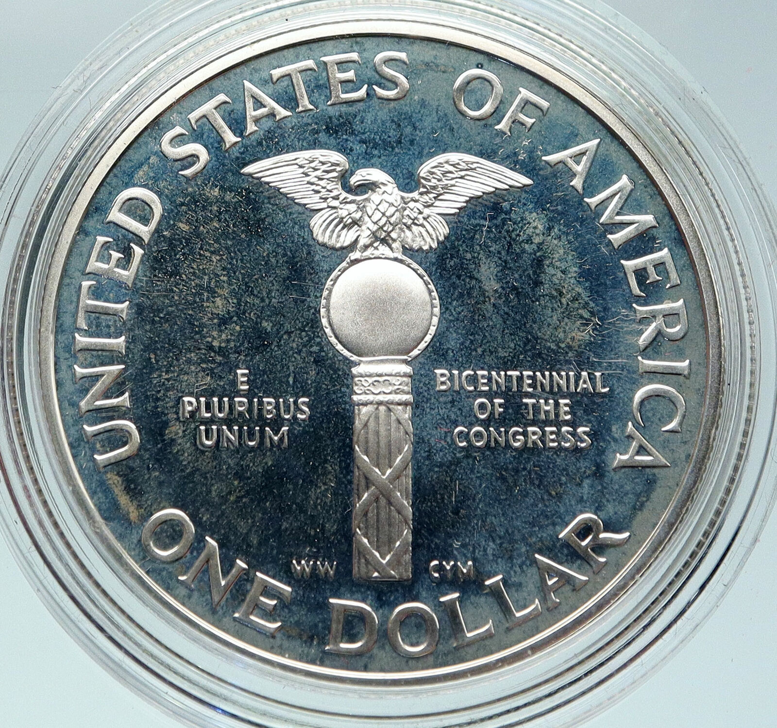 1989 UNITED STATES USA Congress Bicentennial VINTAGE SILVER Dollar Coin i86326