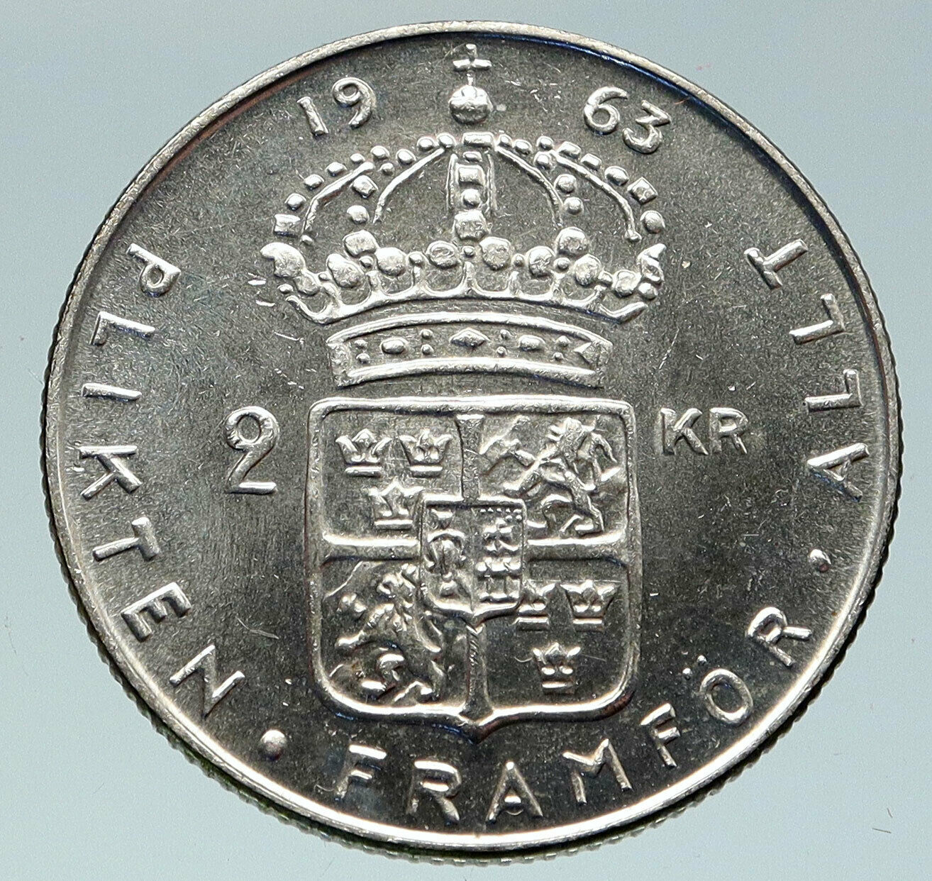 1963 SWEDEN King GUSTAV VI ADOLF Old VINTAGE Silver SWEDISH 2 Kronor Coin i86301