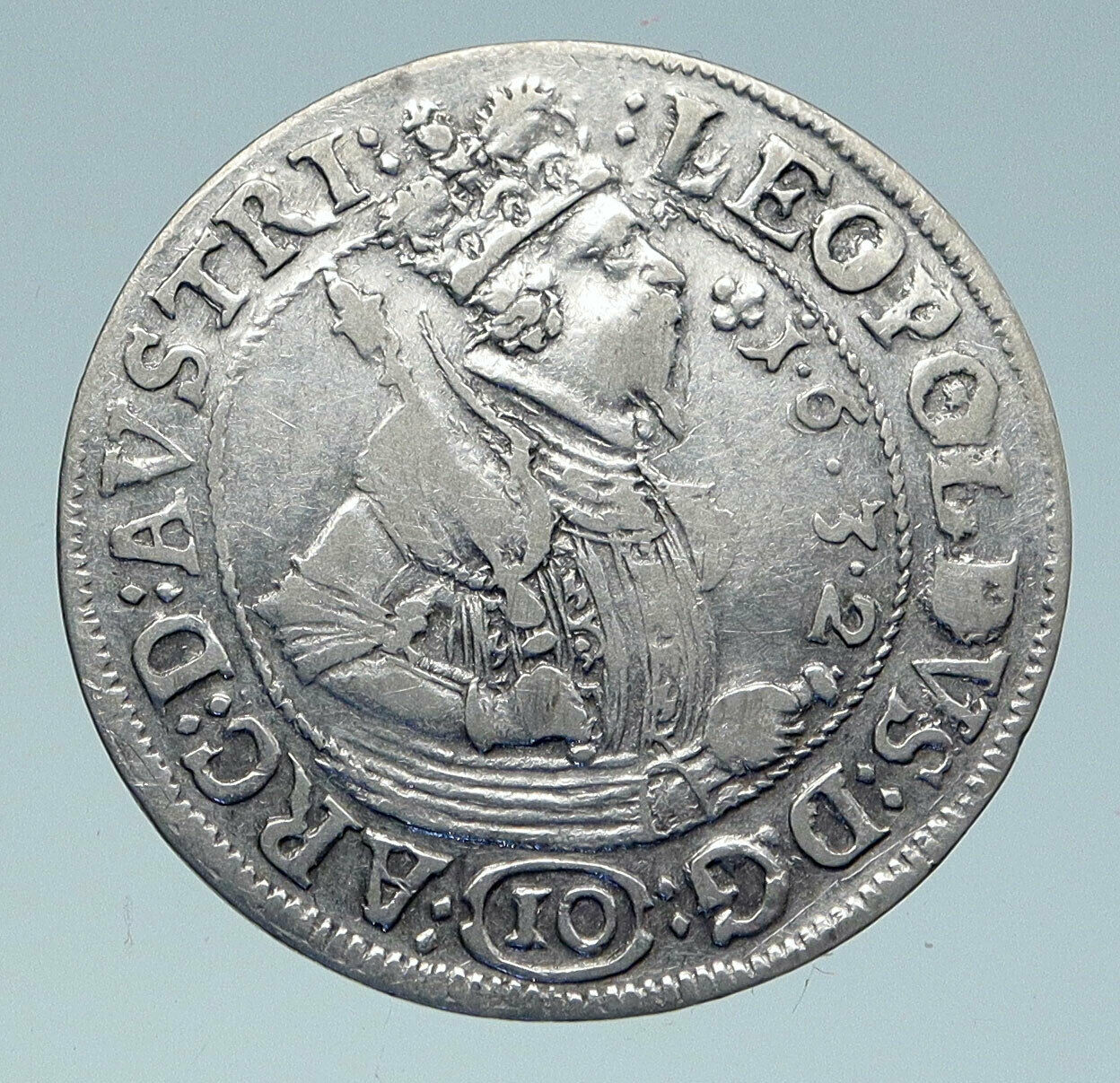 1632 AUSTRIA Archduke Leopold V Genuine Antique SILVER 10 Kreuzer Coin i86413