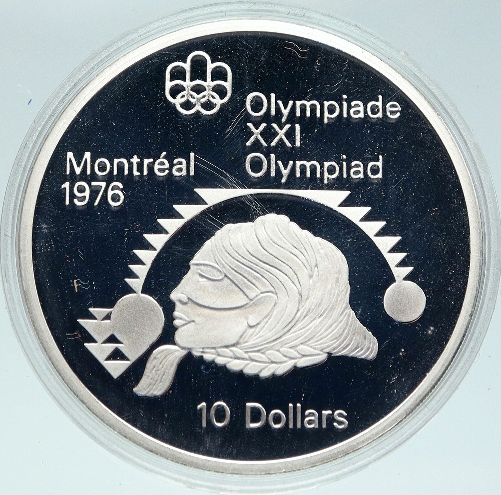 1975 CANADA Elizabeth II Olympics Montreal SHOT PUT Proof Silver $10 Coin i86310